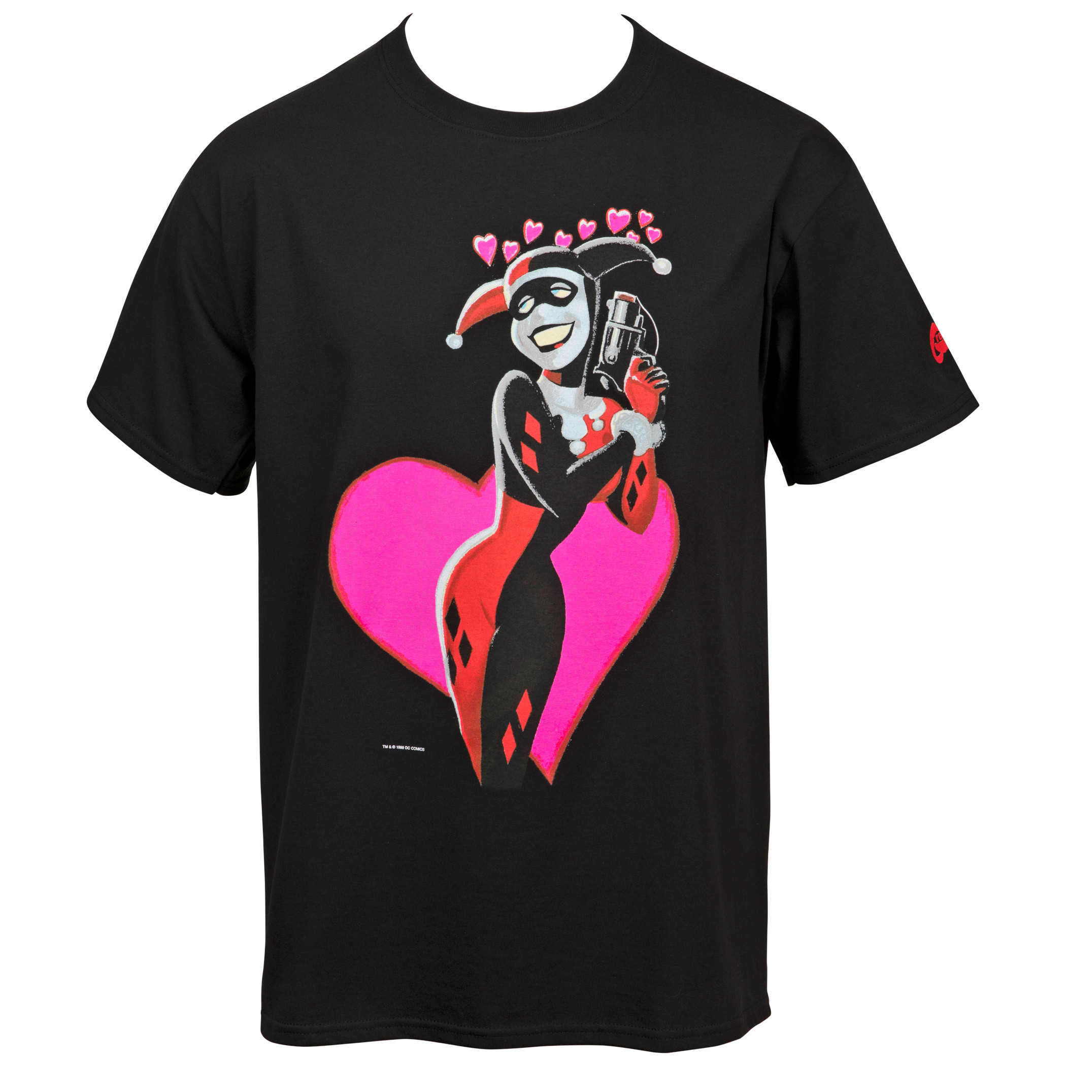 Harley Quinn Mad Love Hearts T-Shirt, Black