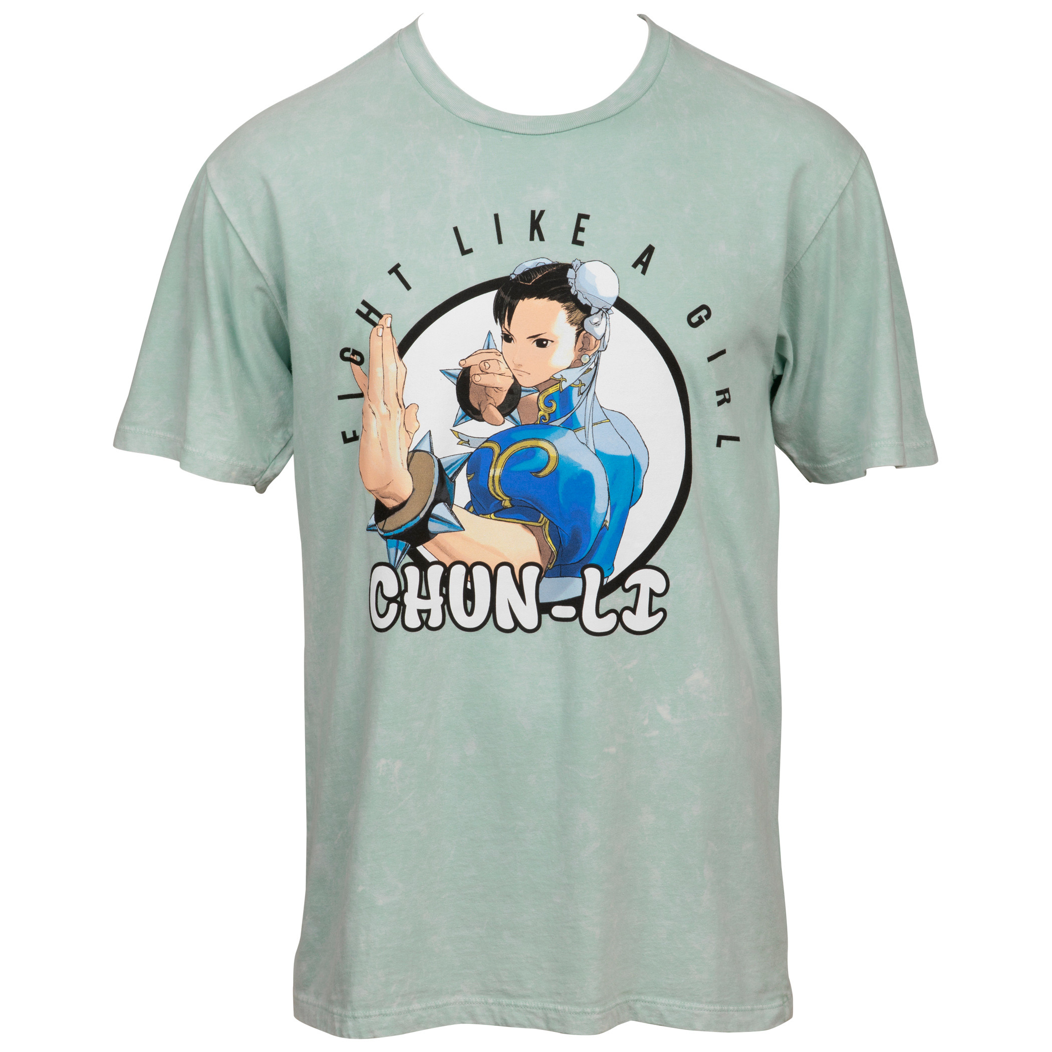 Street Fighter Chun-Li Fight Like a Girl Mineral Wash T-Shirt, Blue