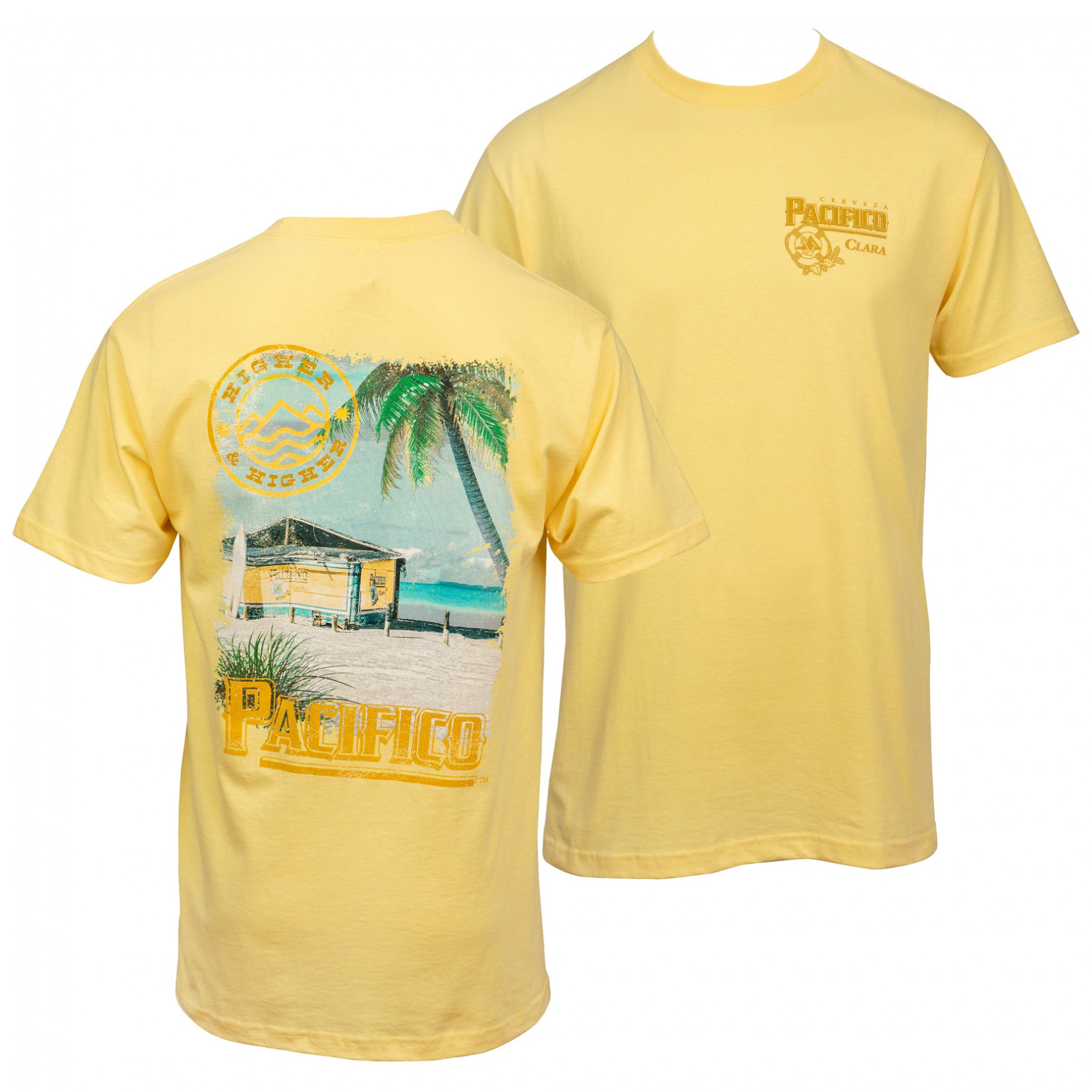 Pacifico Clara Beach Scene Front and Back Print T-Shirt | Brew-Shirts.com