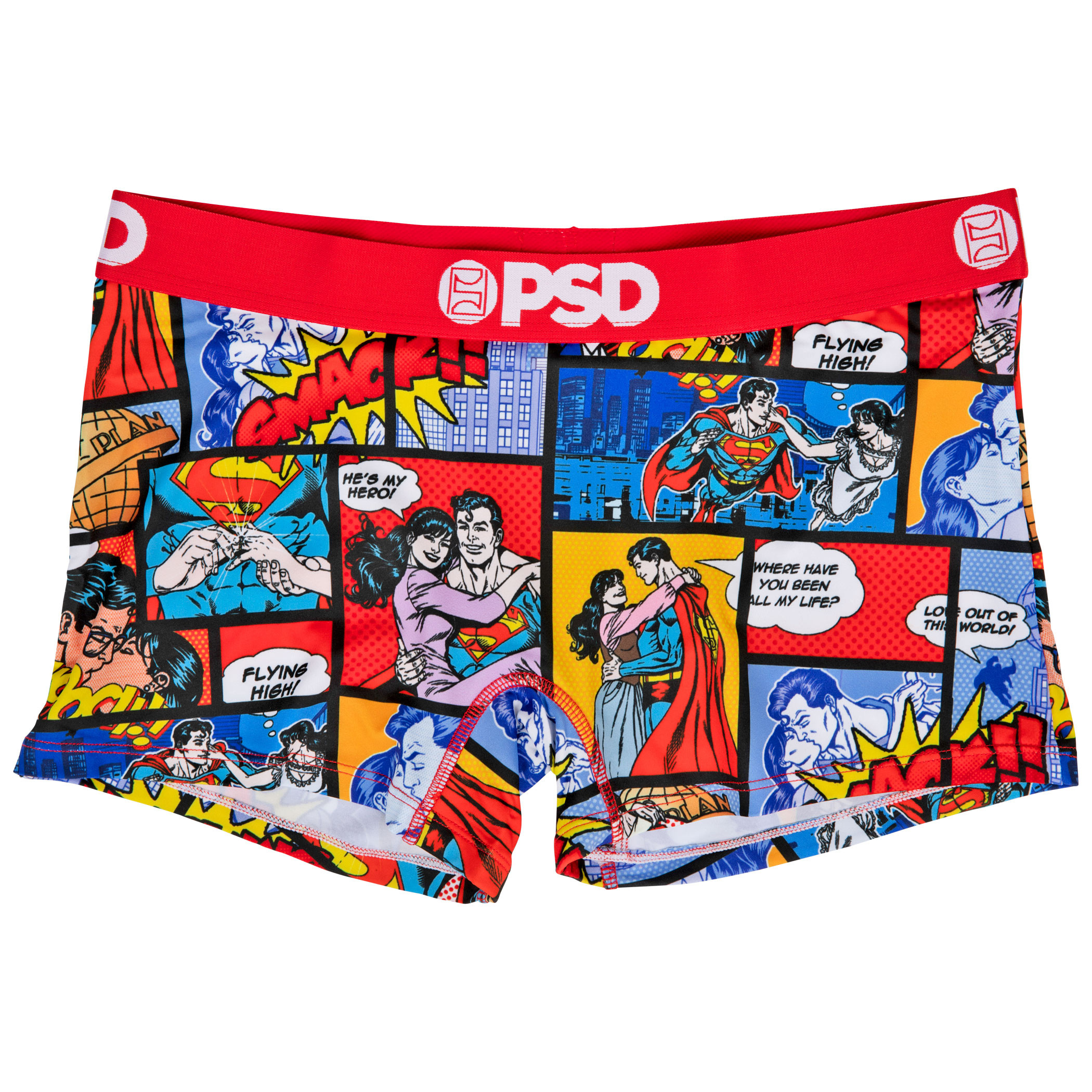 DC Superman Love Comic Strip Microfiber Boy Shorts Underwear, Multi-Color