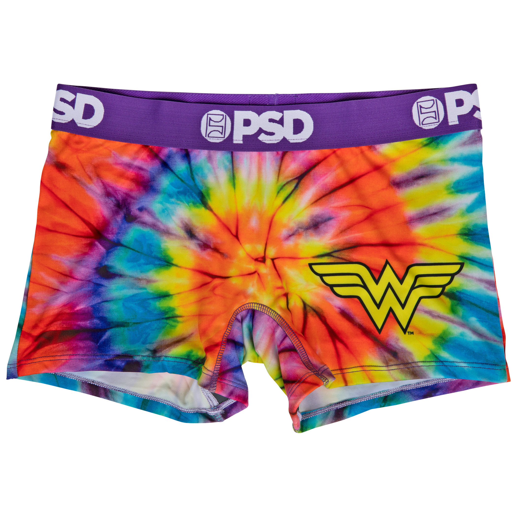 DC Wonder Woman Symbol Tie Dye Microfiber Blend Boyshorts Underwear, Multi-Color