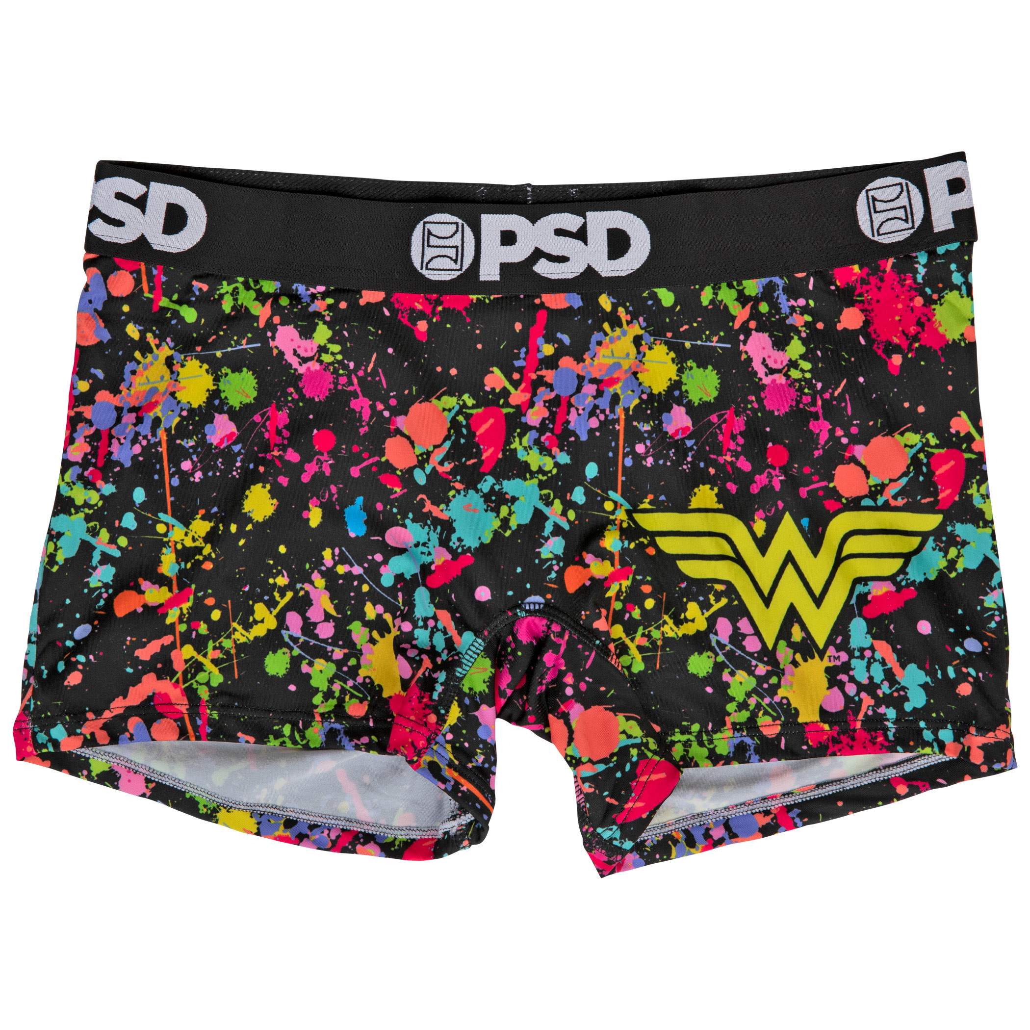 DC Wonder Woman Symbol Paint Splatter Microfiber Boy Shorts Underwear, Multi-Color