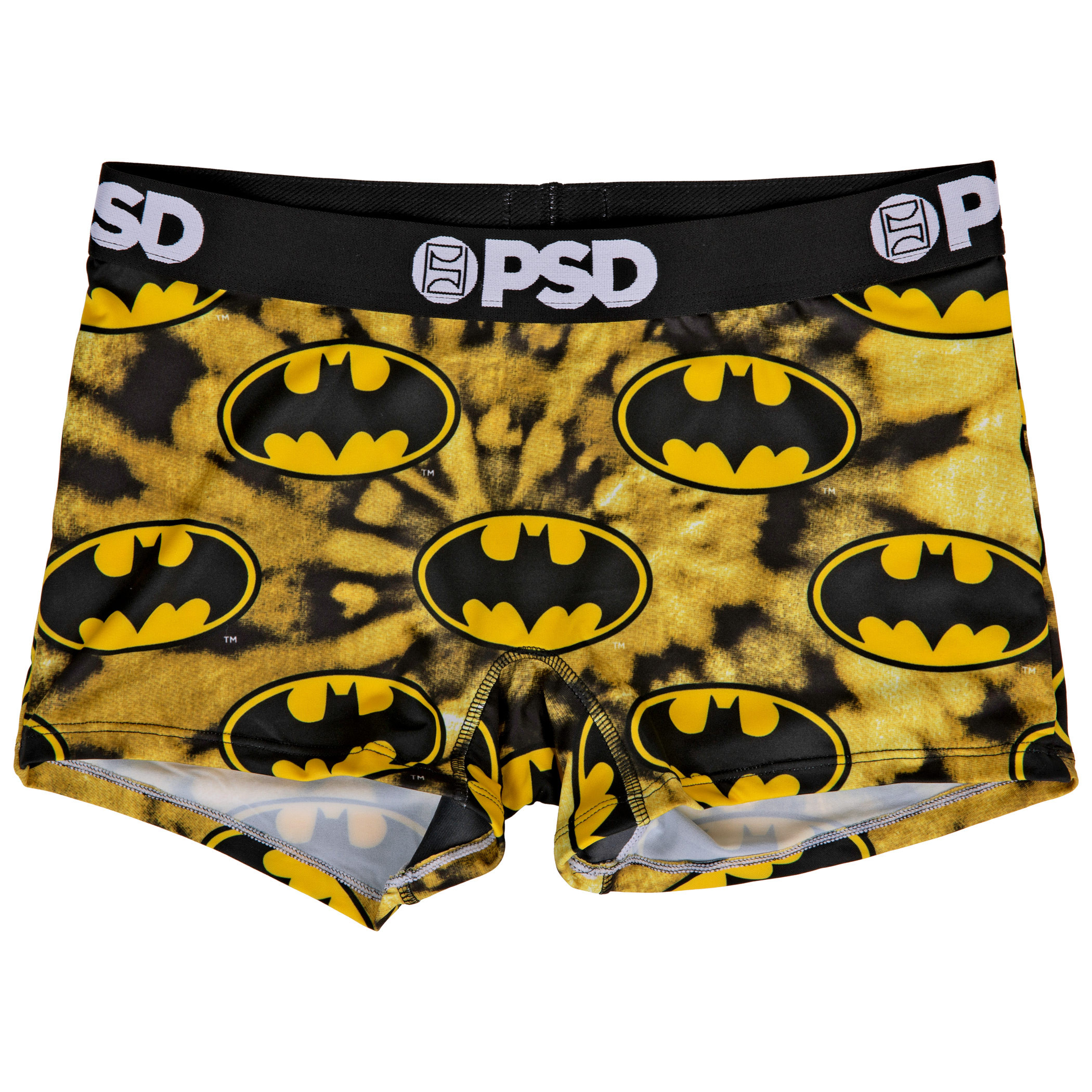 DC Batman Symbol Tie Dye Microfiber Boy Shorts Underwear, Yellow