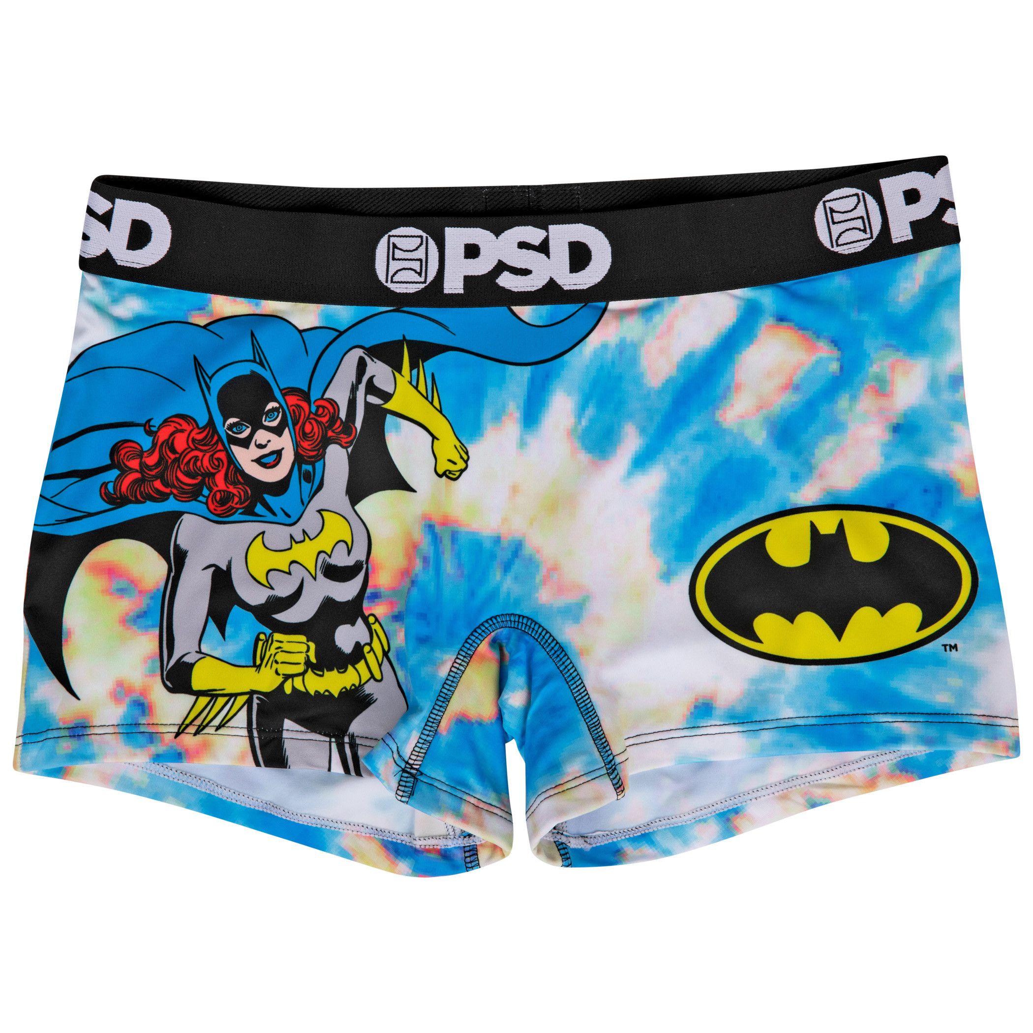 DC Batgirl Comic Pose Microfiber Tie Dye Boy Shorts Underwear, Blue