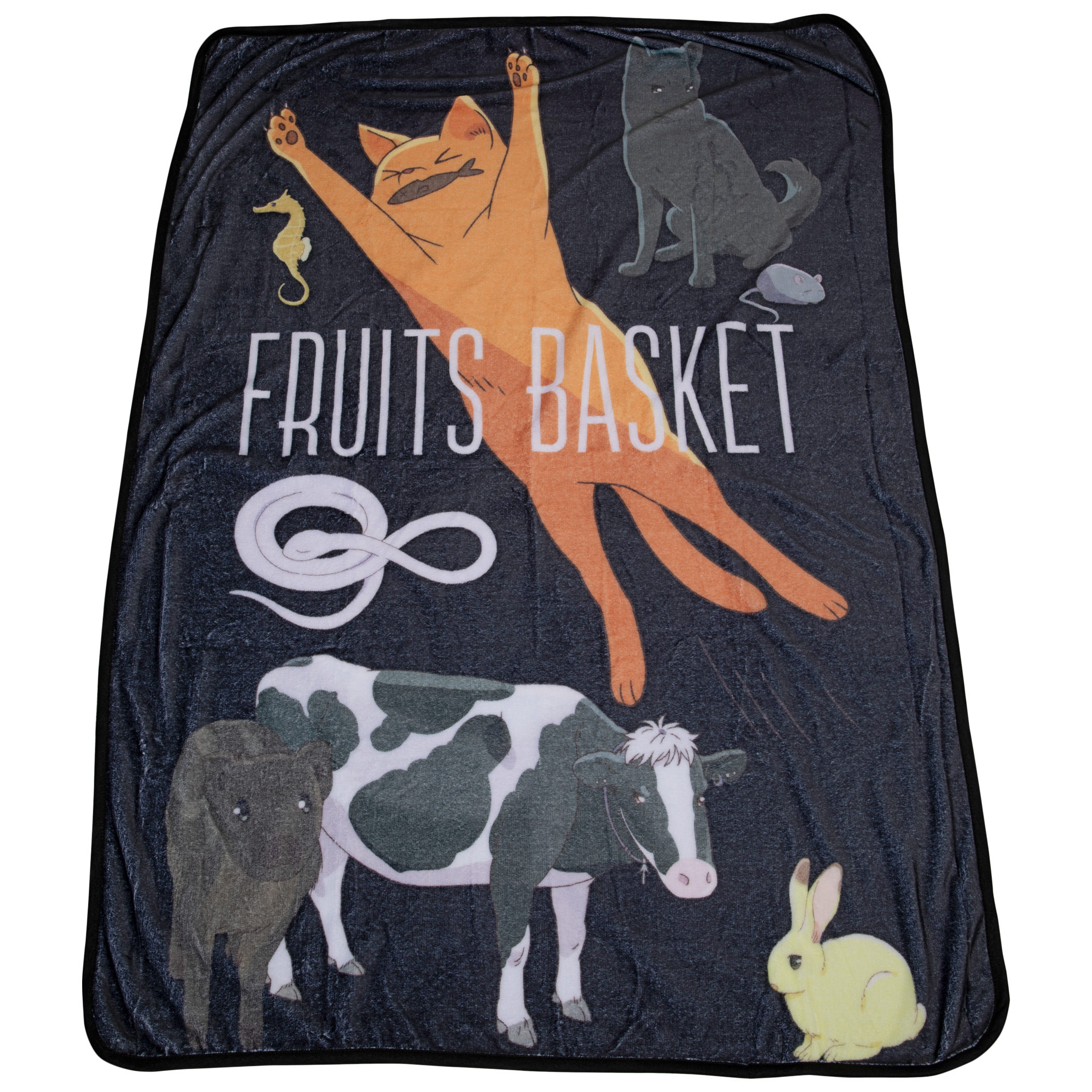 Fruits Basket Animal Forms Symbol Throw Blanket, Multi-Color
