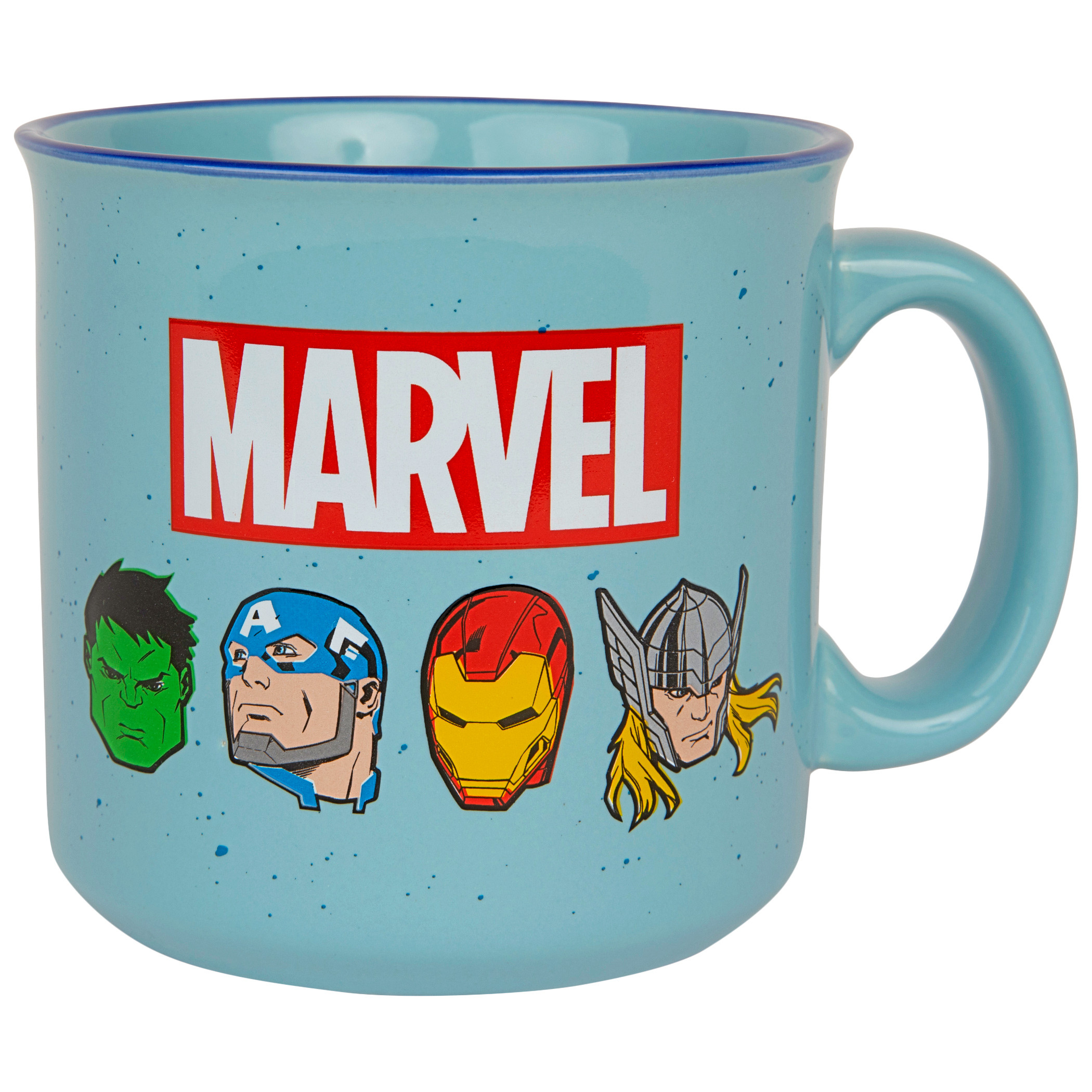 Marvel Brand and Heroes Faces 20oz Ceramic Camper Mug, Multi-Color