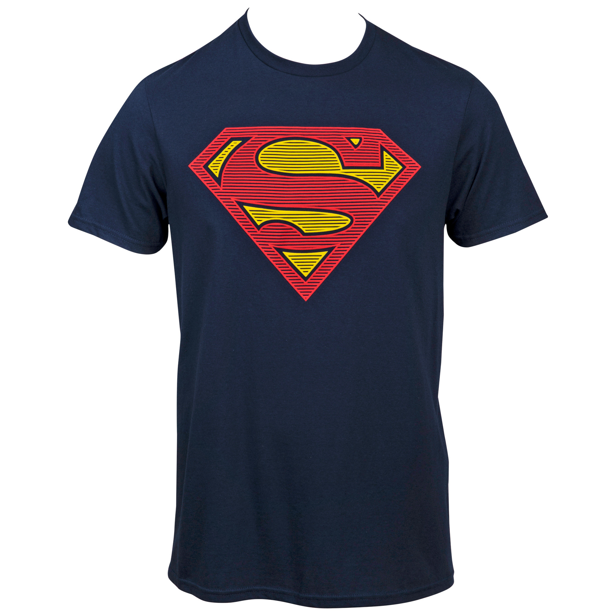 Superman Lined Symbol Navy T-Shirt, Blue