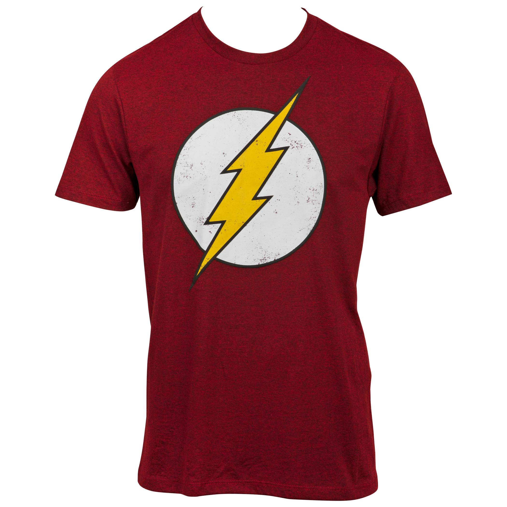 Flash Distressed Symbol On Dark Red T-Shirt, Red