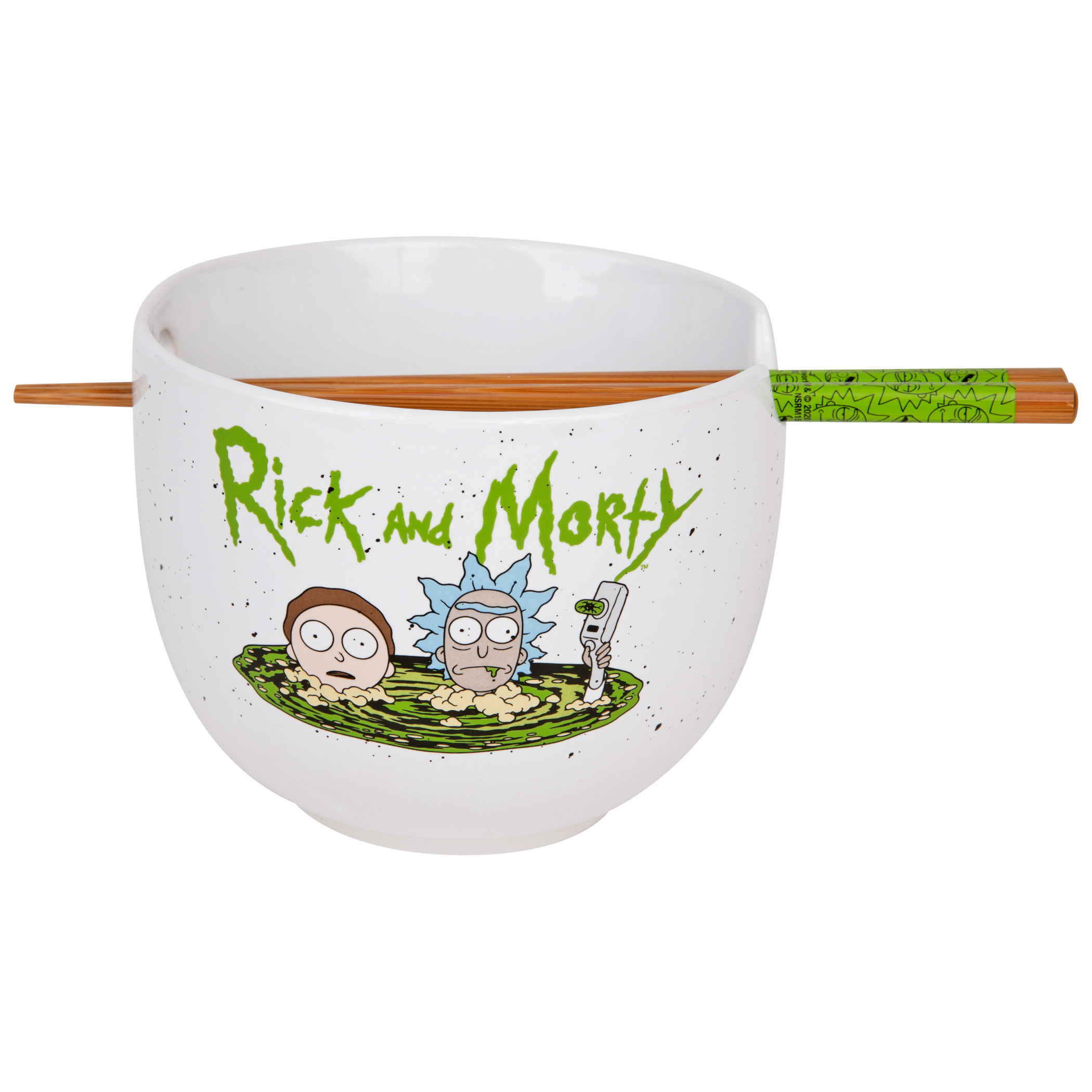 Rick and Morty Portal Sinking Ramen Bowl with Chopsticks, Multi-Color