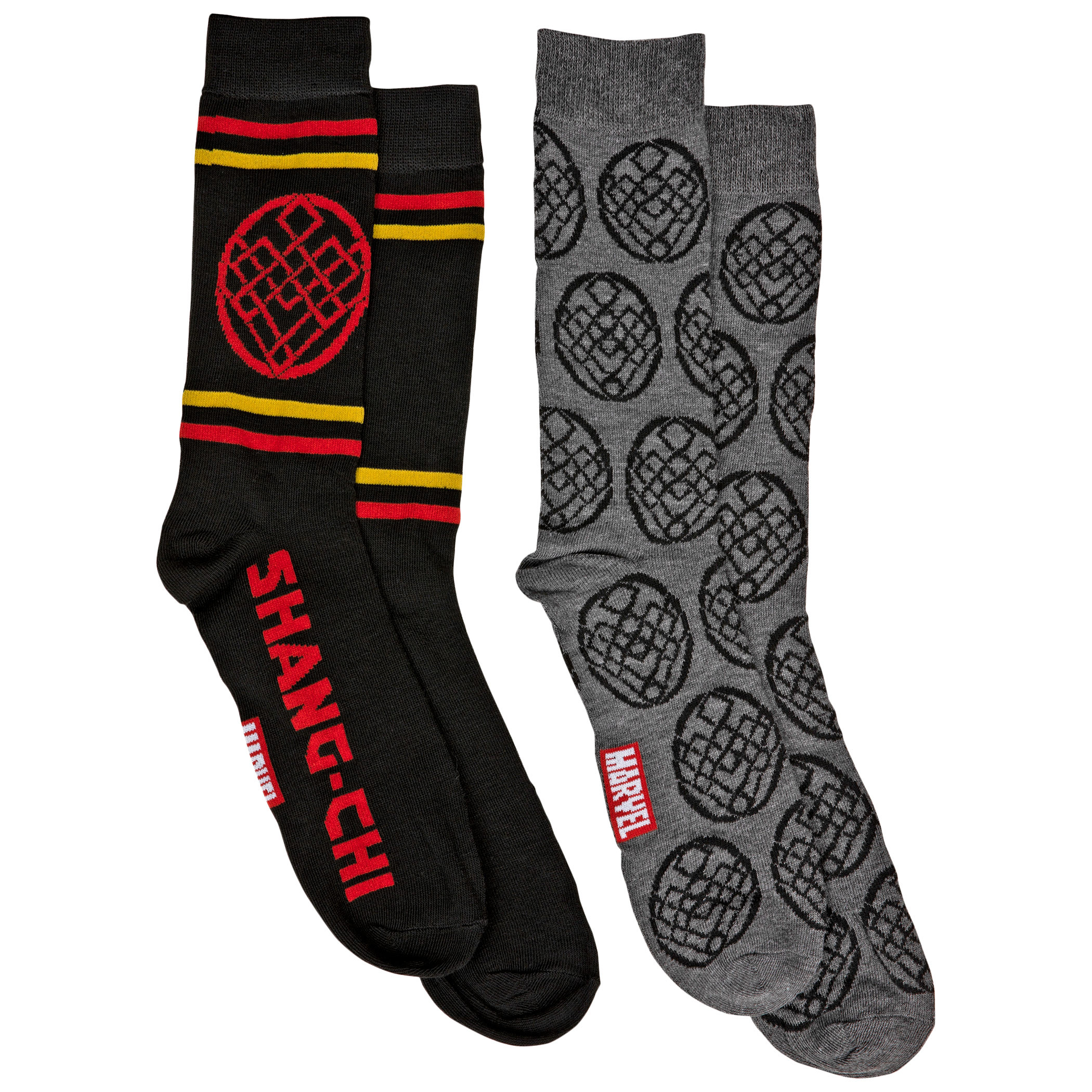 Marvel Studios Shang-Chi Symbol 2-Pair Pack of Casual Crew Socks, Multi-Color
