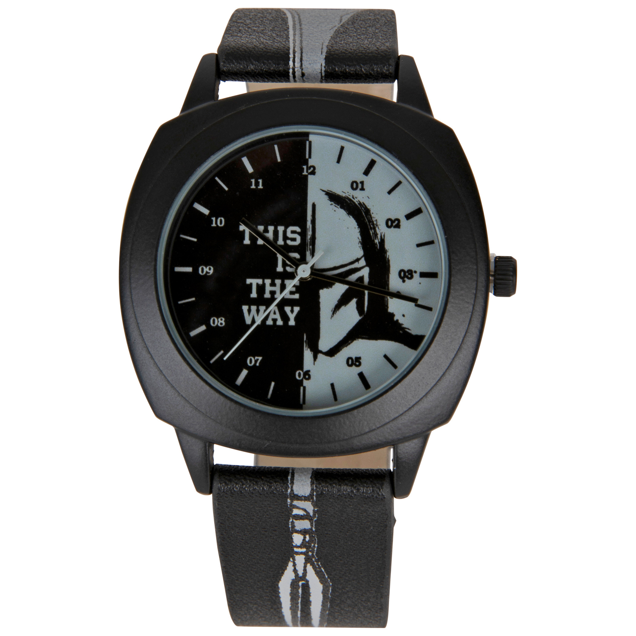 Star Wars The Mandalorian Helmet Symbol Watch with Adjustable Strap, Black