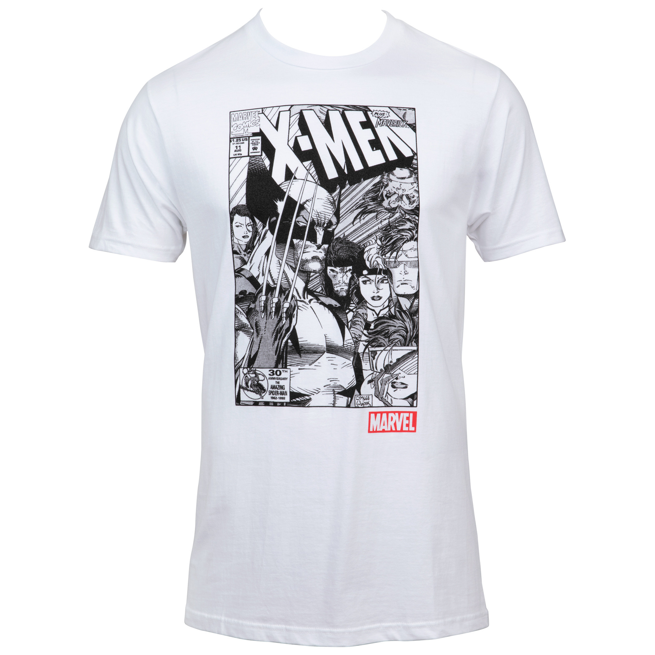 Marvel X-Men Comic Graphic Monotone T-Shirt With Slashes Back Print, White
