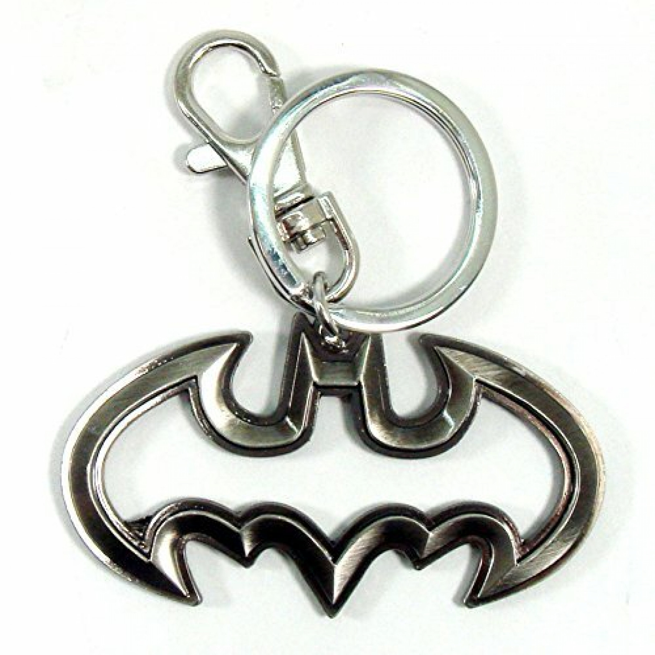 Batman Logo Cutout Pewter Keychain, Grey