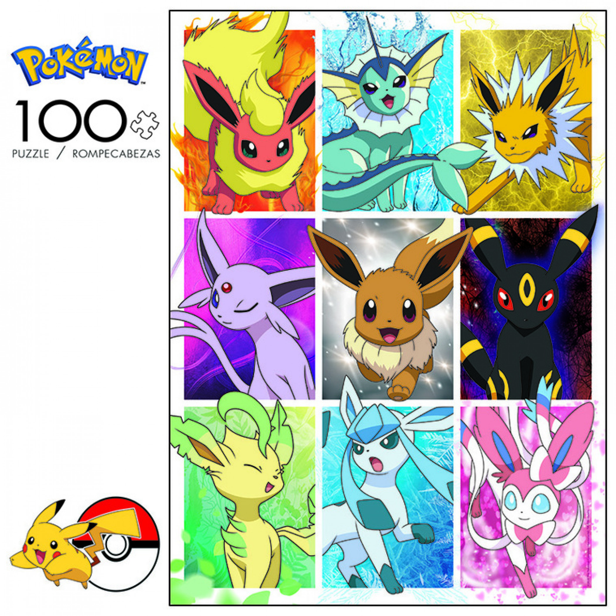 Pokemon Eevee All Evolutions Frames Buffalo Games 100-Piece Jigsaw Puzzle, Multi-Color