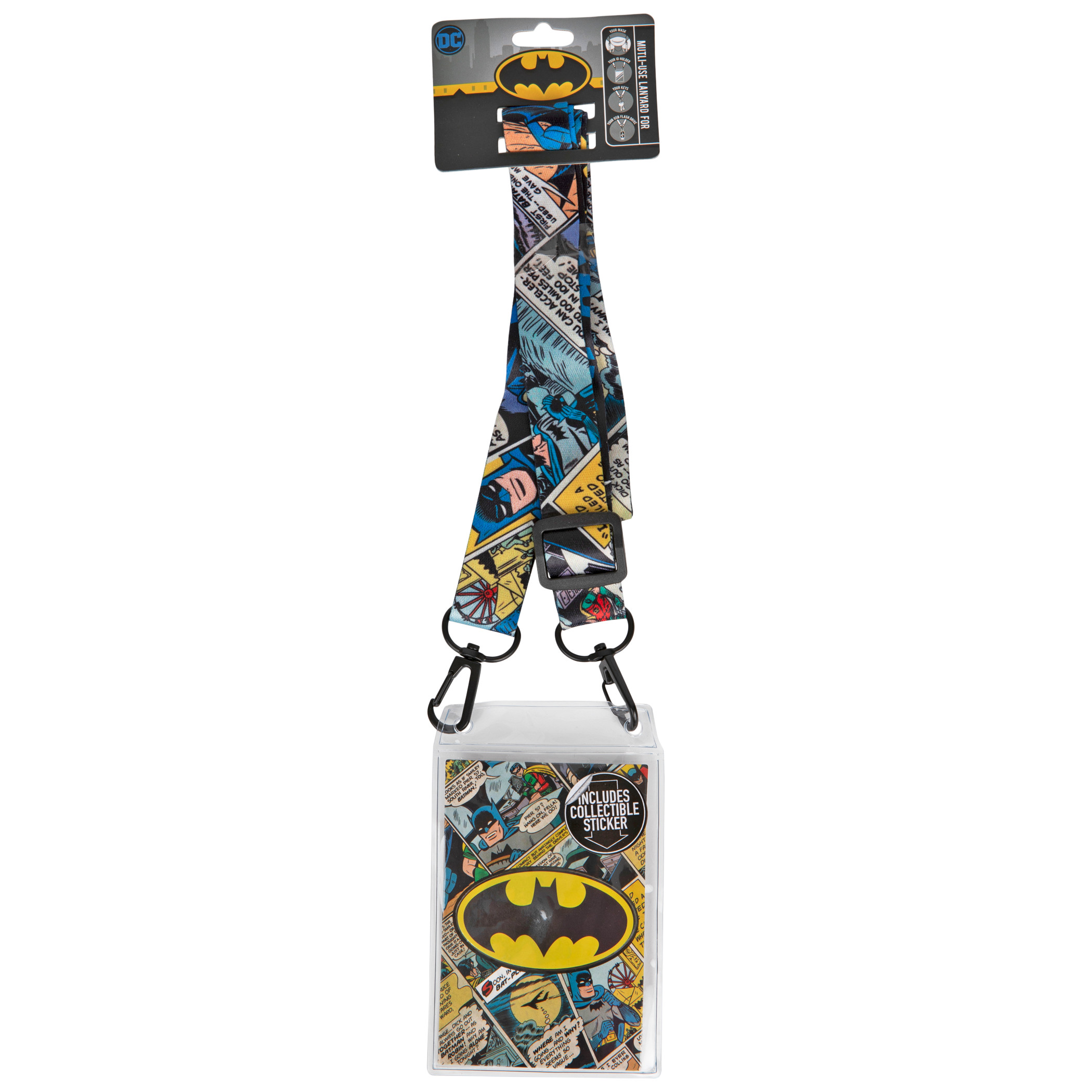 Batman Lanyard with Collectible Sticker, Black