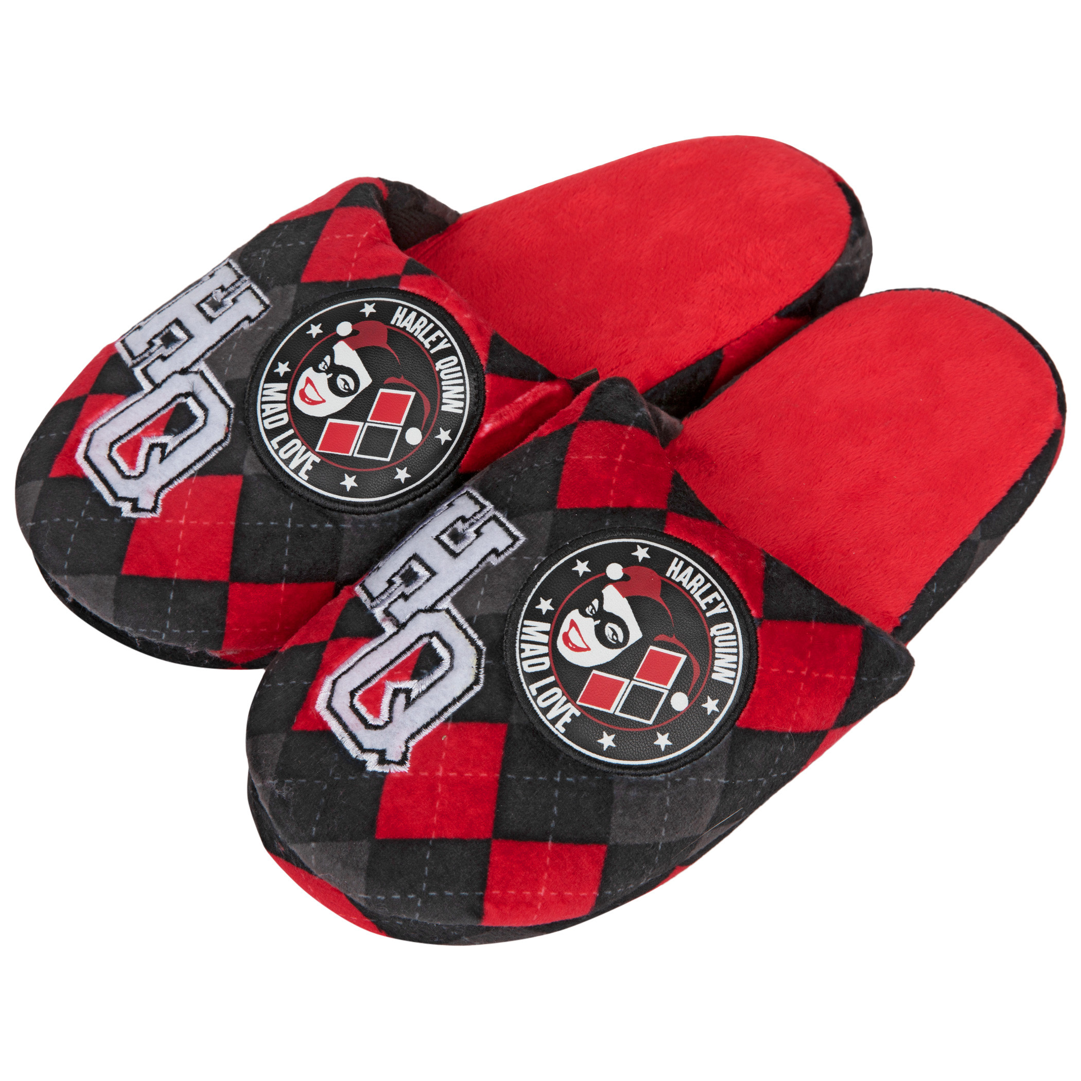 DC Comics Harley Quinn Mad Love Argyle Women's Slippers, Multi-Color