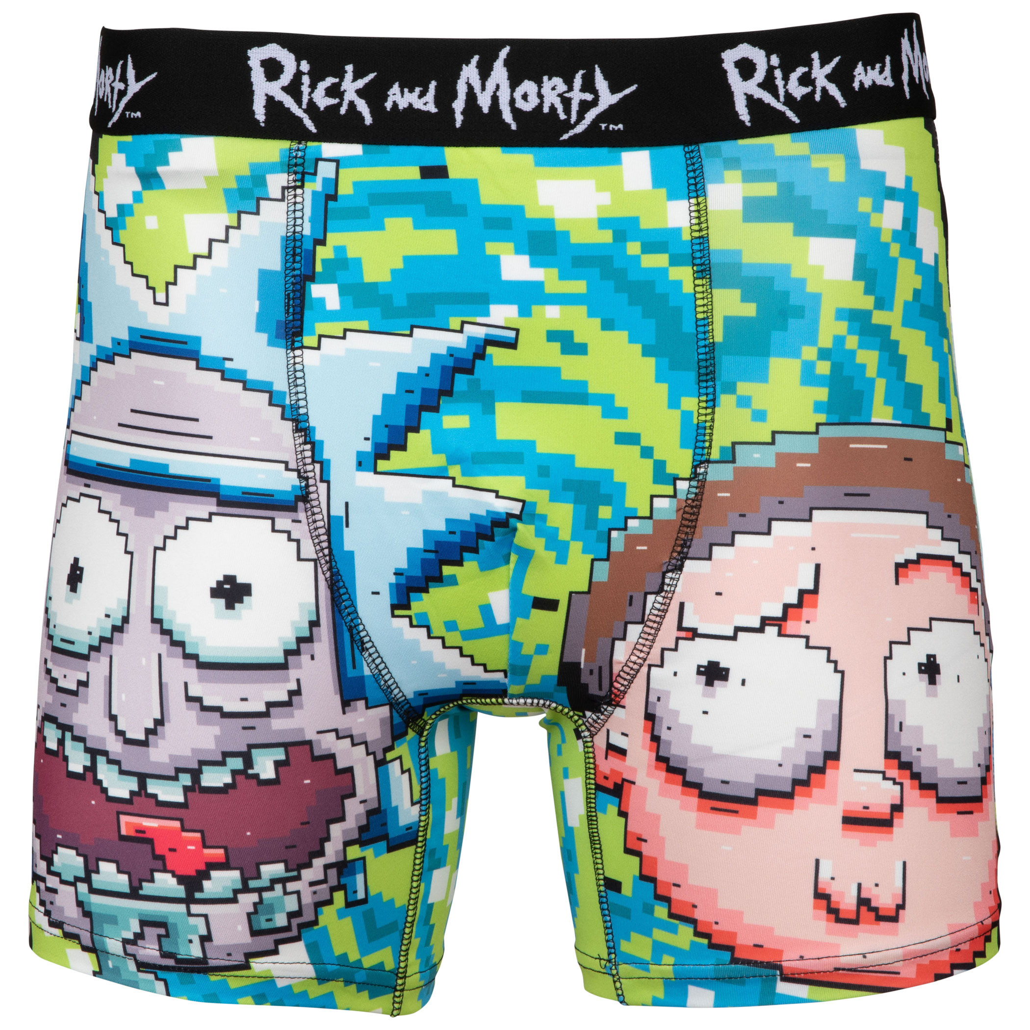 Rick and Morty with Portal Pixelated Boxer Briefs, Black