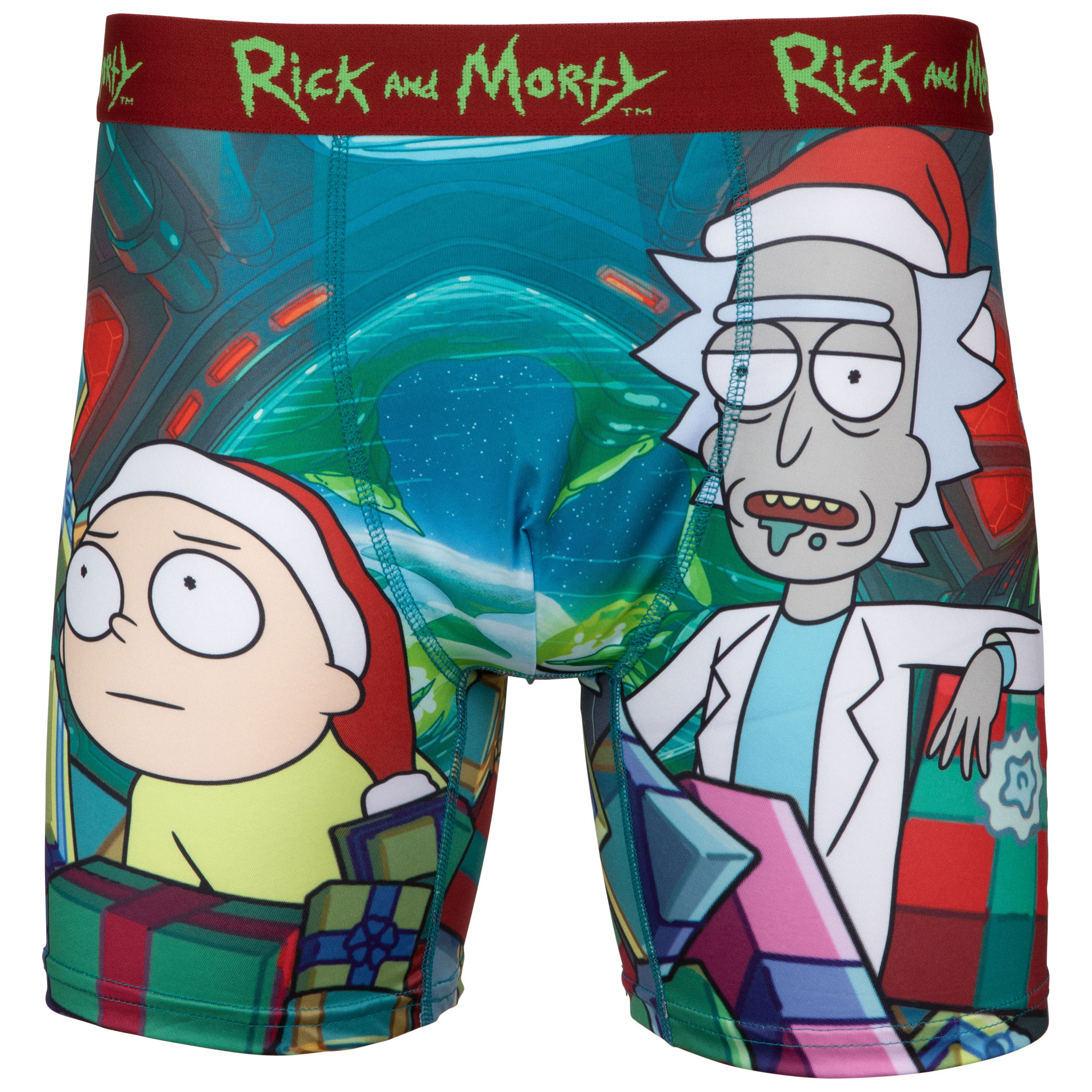 Rick and Morty Christmas Present Overload Boxer Briefs, Multi-Color