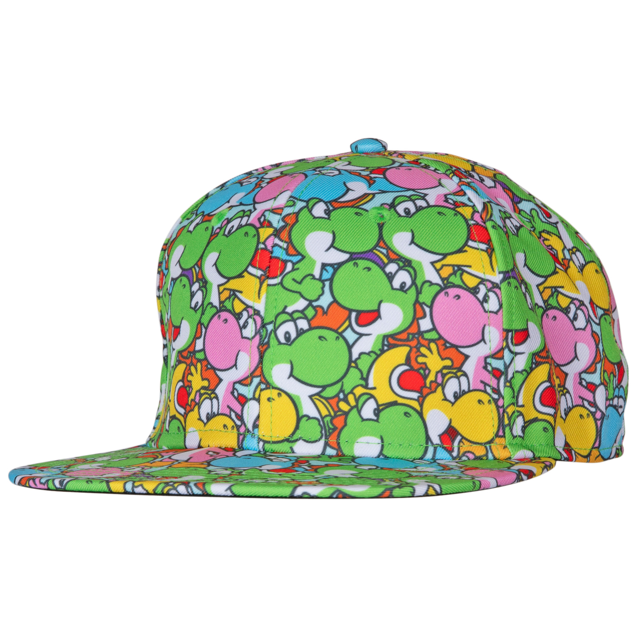 Nintendo Yoshi Characters All Over Sublimated Snapback Adjustable Hat, Multi-Color