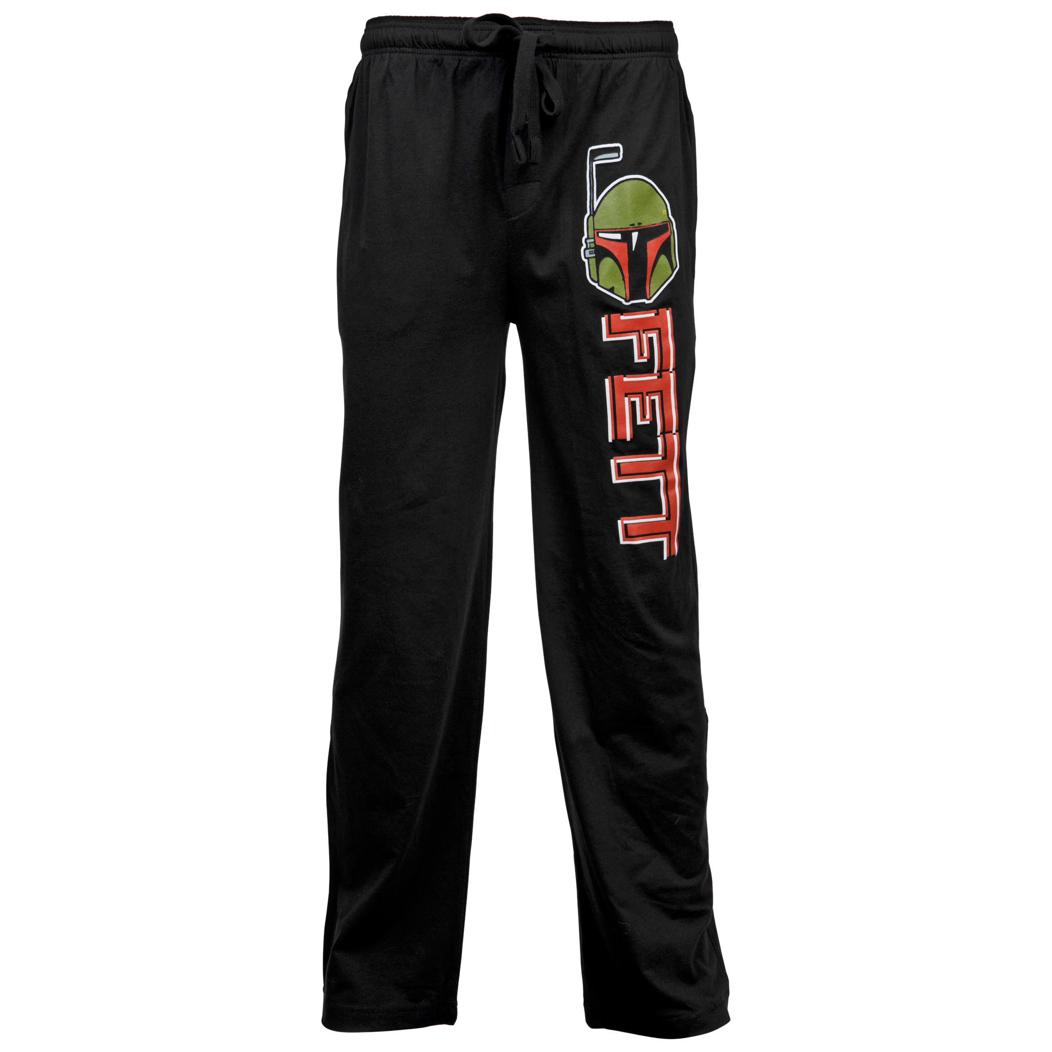 Star Wars Boba Fett Helmet and Text Pajama Sleep Pants, Black