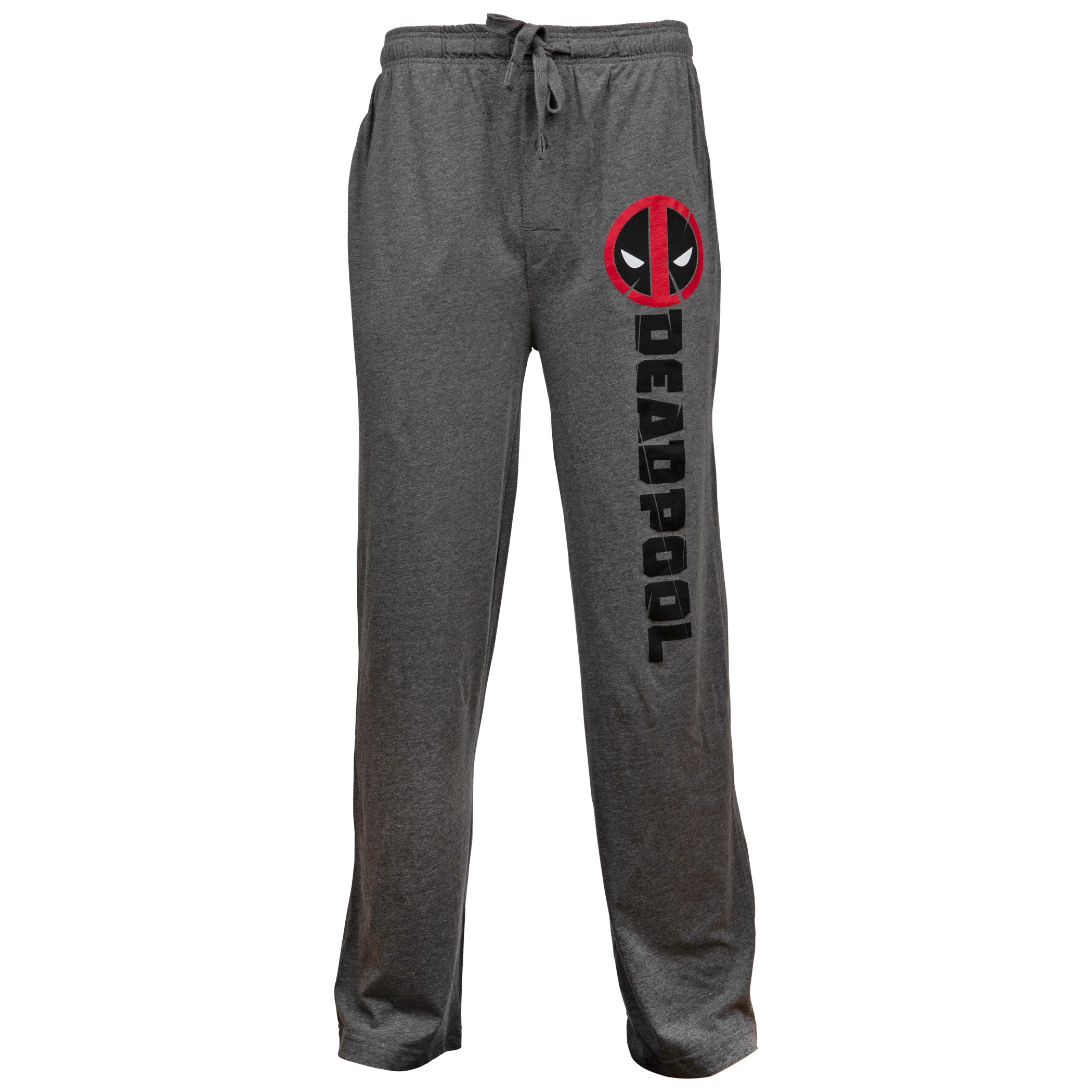 Deadpool Symbol and Text Pajama Sleep Pants, Grey