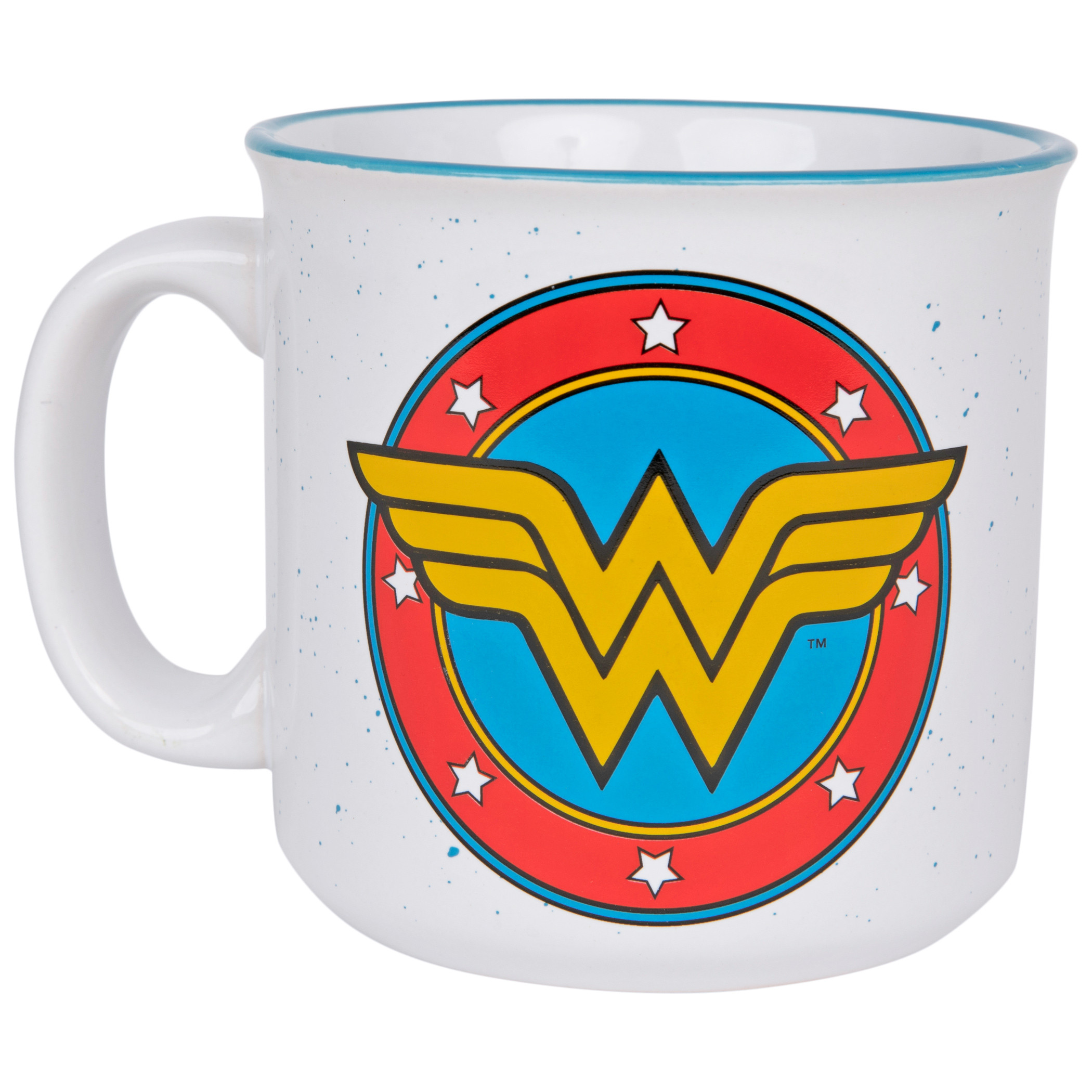 Wonder Woman Classic Stars Symbol 20oz Ceramic Camper Mug, White