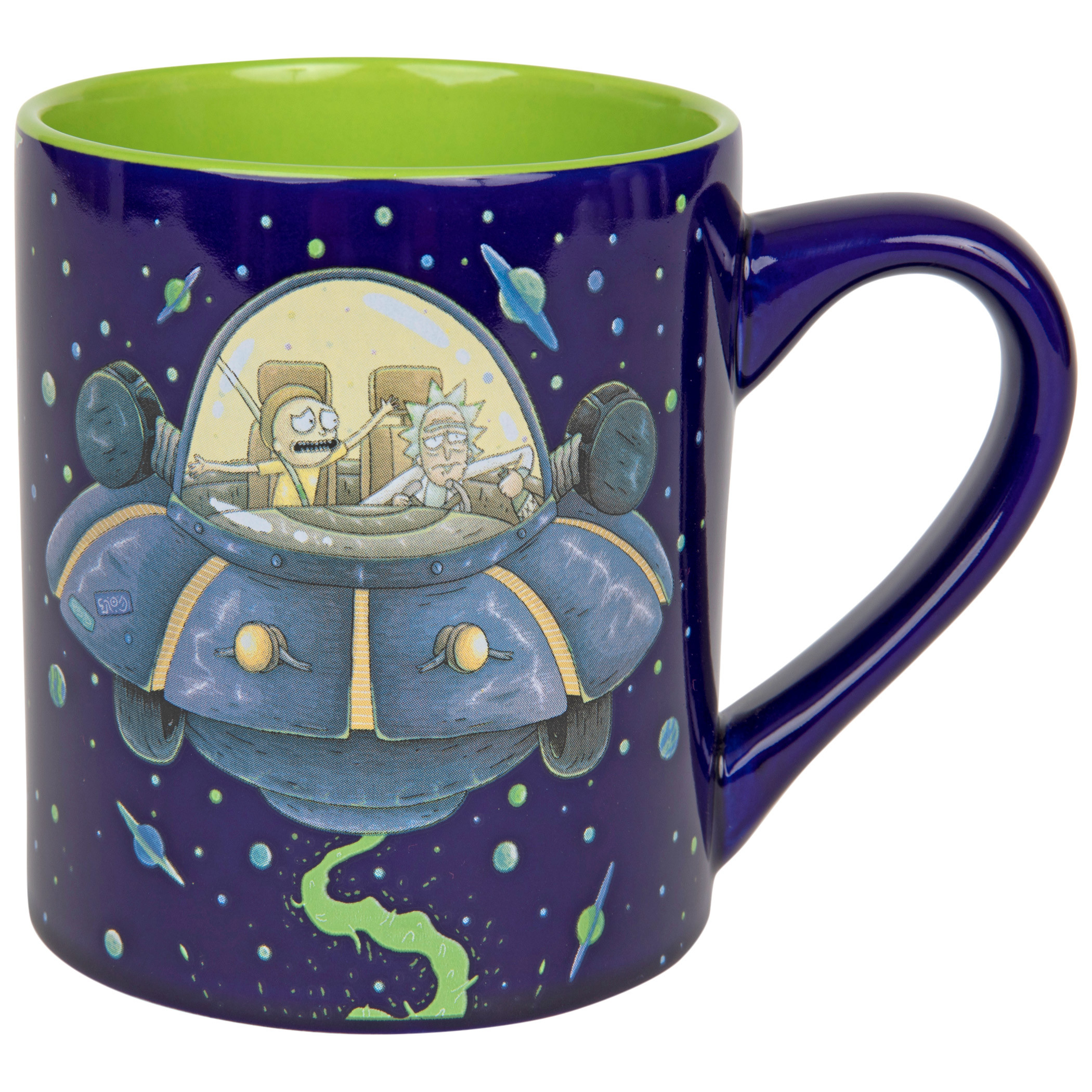 Rick and Morty Spaceship Googus 14oz Mug, Blue