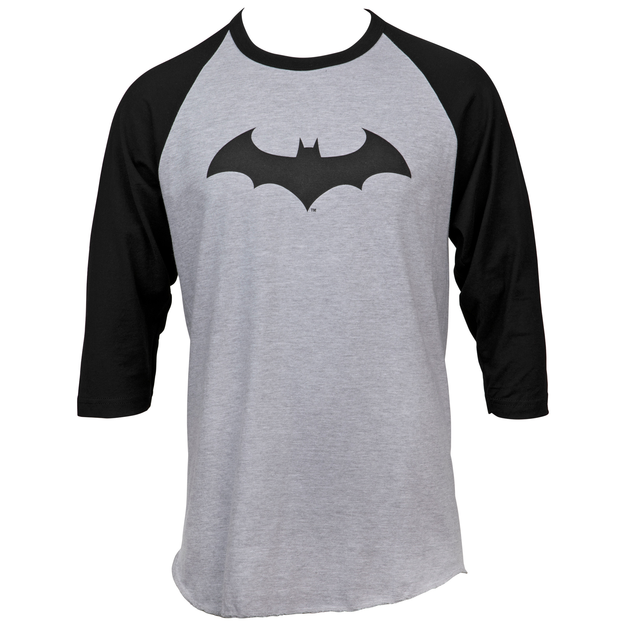 Batman Hush Symbol Baseball T-Shirt, Grey