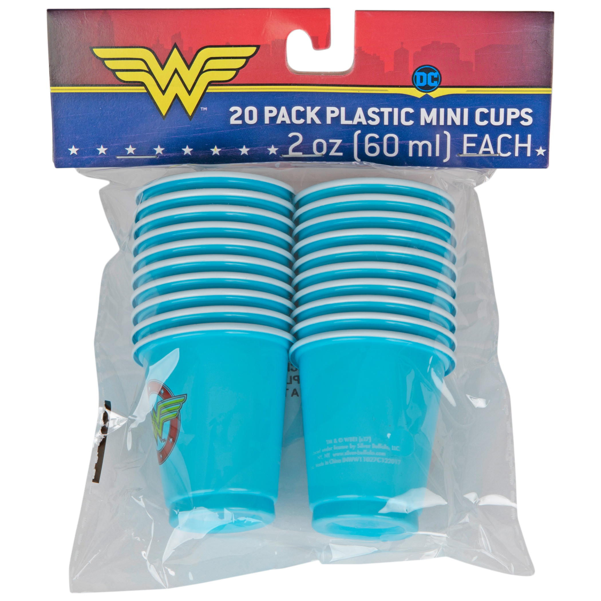 Wonder Woman Stars Logo 20oz Party Cups 20 Pack, Blue