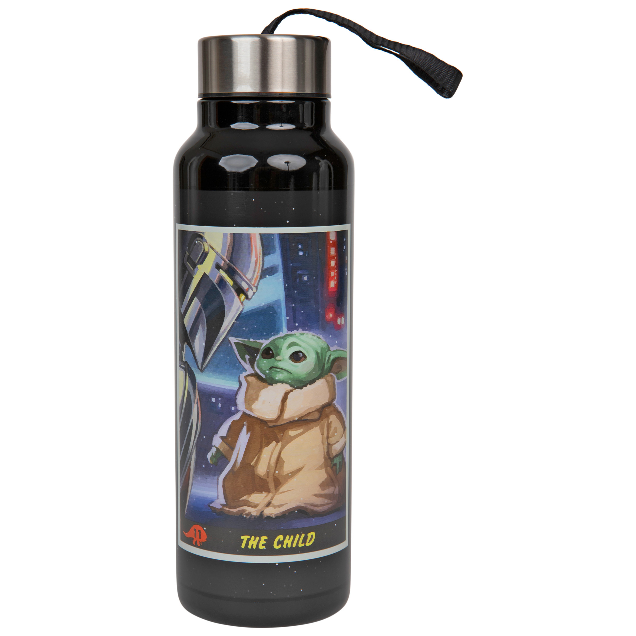 Star Wars The Mandalorian and Child Grogu 27 oz. Steel Water Bottle w/Strap, Black