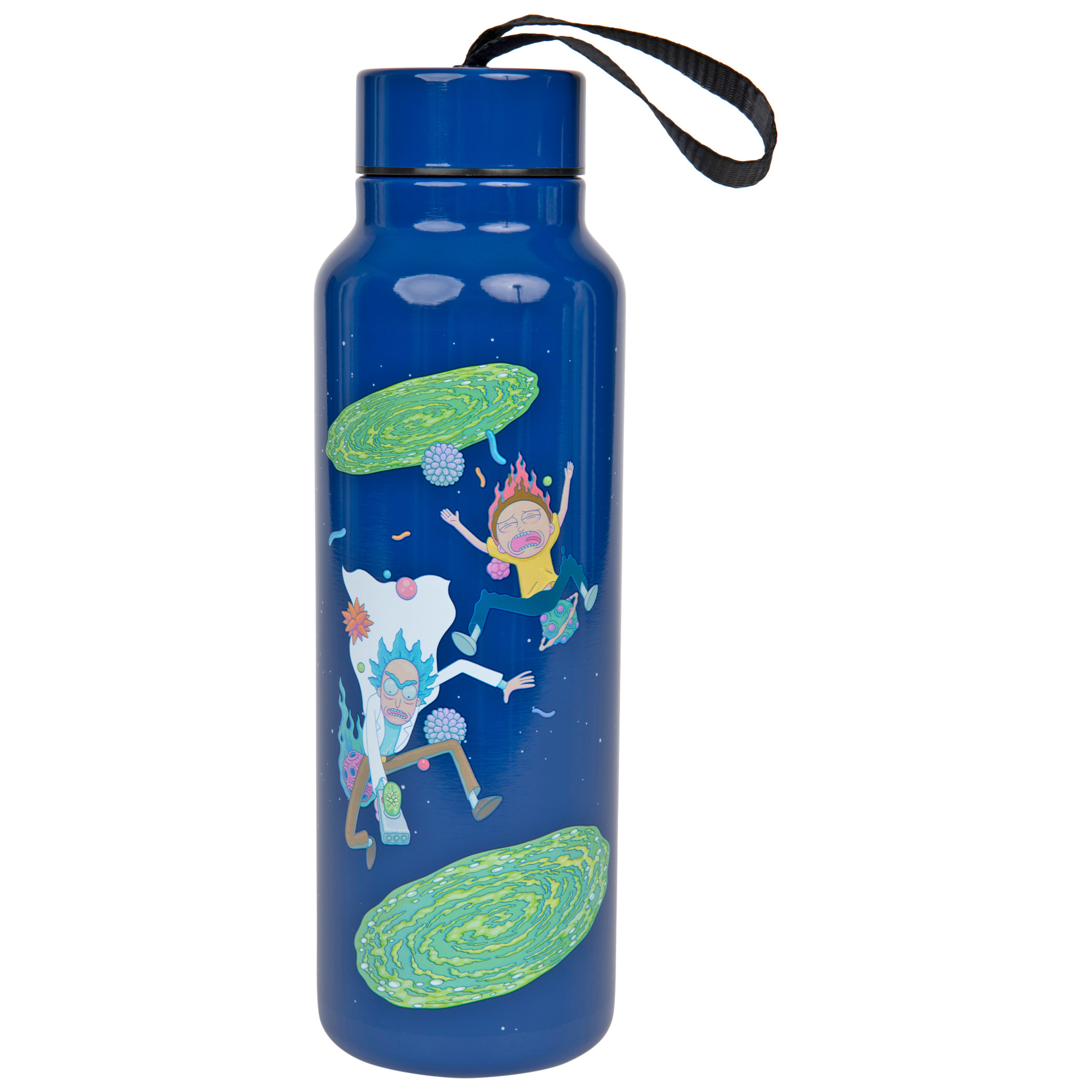 Rick And Morty Portal Jump 27oz Stainless Steel Water Bottle w/Strap, Multi-Color