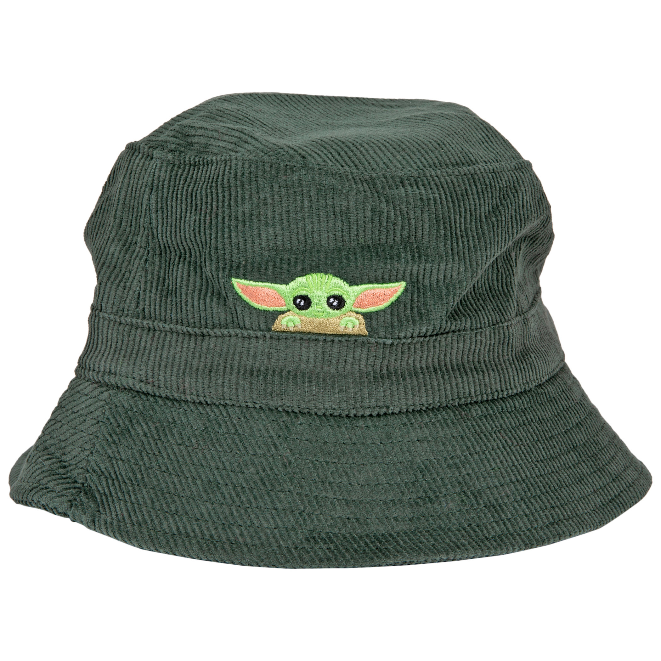 Star Wars The Mandalorian The Child Grogu Peeking Corduroy Bucket Hat, Green