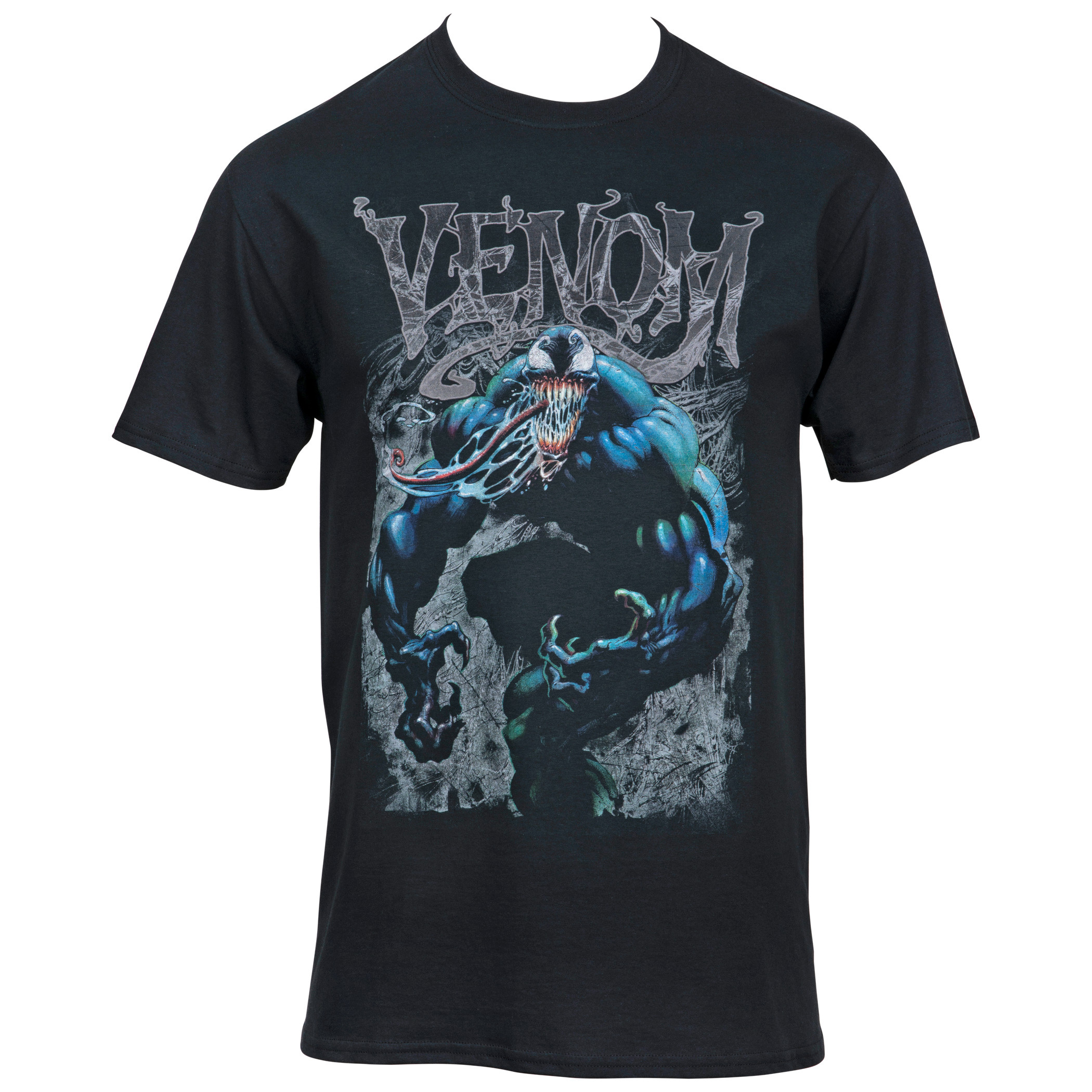 Venom Character With Symbiote Text T-Shirt, Black