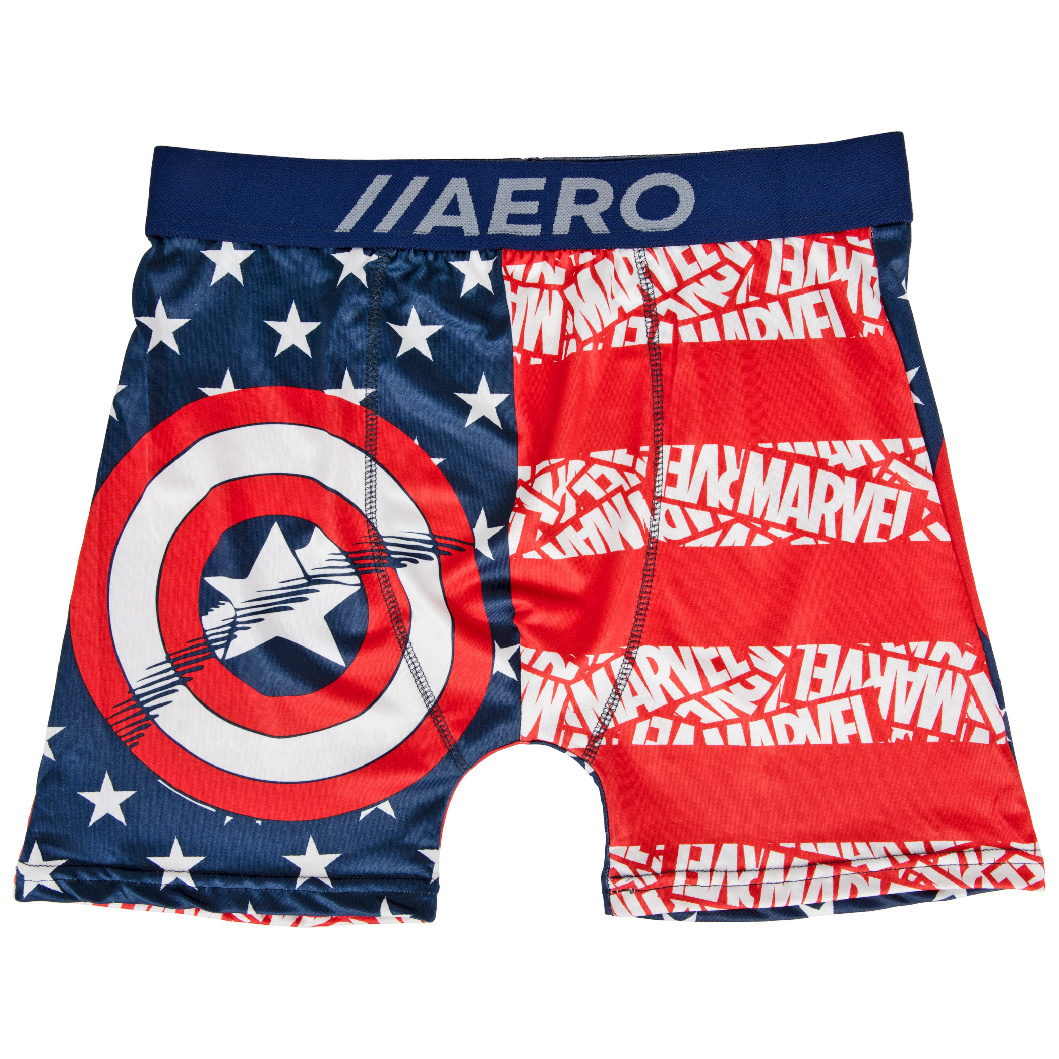 Marvel Captain America Stars and Stripes Aero Boxer Briefs Underwear, Multi-Color