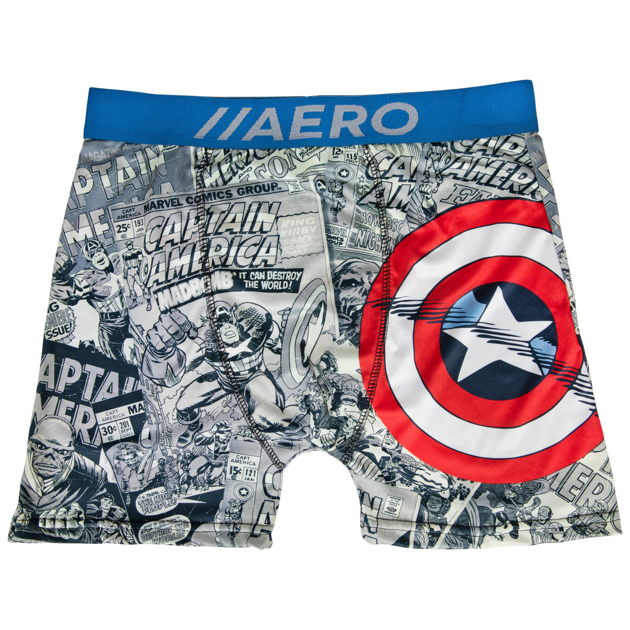 Marvel Captain America Shield and Comic Aero Boxer Briefs Underwear, Multi-Color