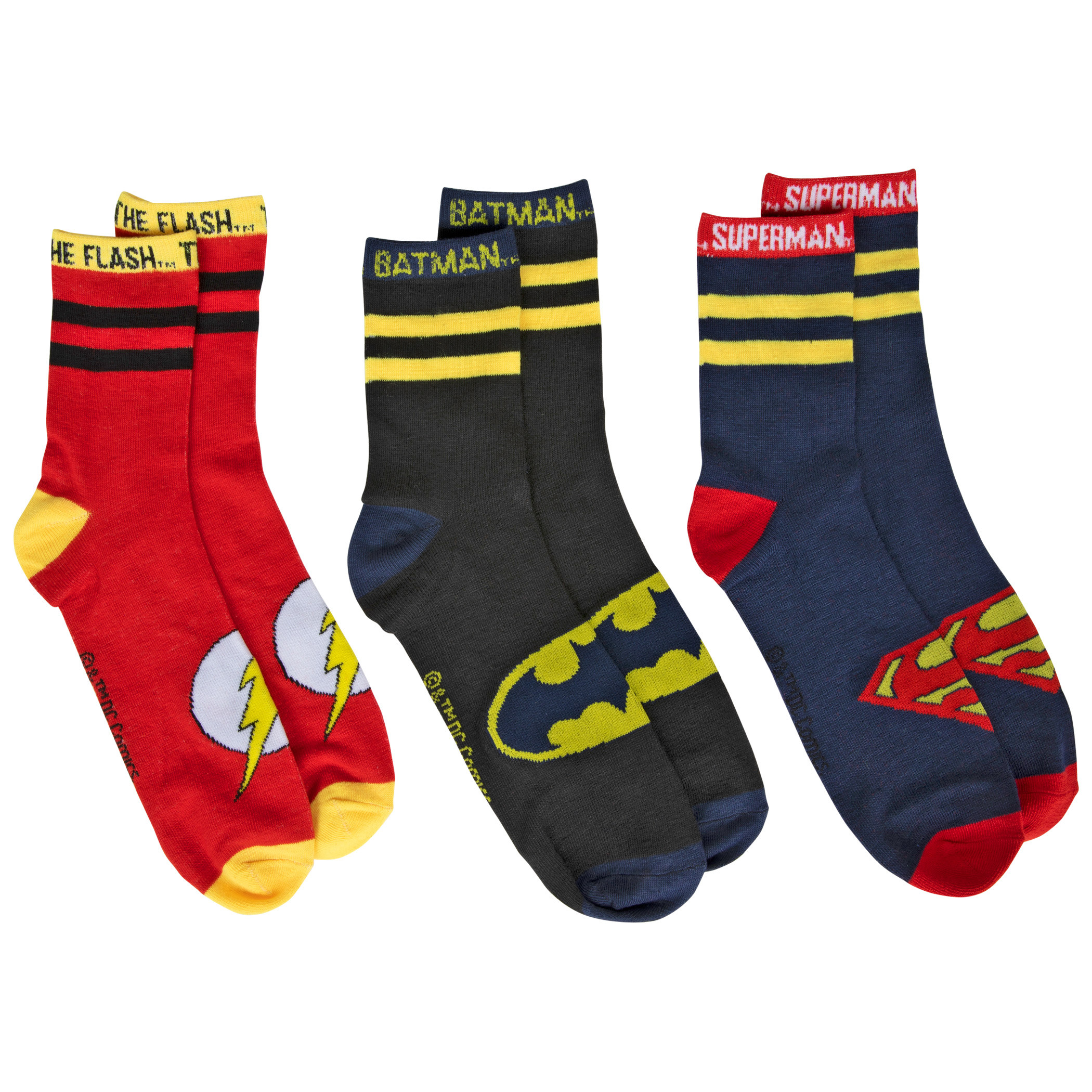 Justice League Heroes Symbols 3-Pair Pack of Crew Socks, Multi-Color