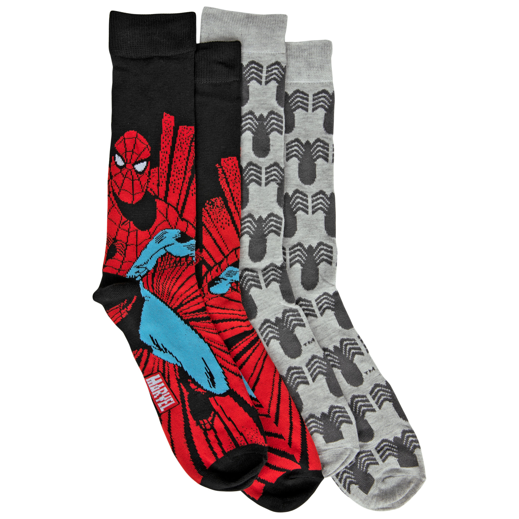 Spider-Man Character and Classic Symbols 2-Pair Pack of Crew Socks, Multi-Color