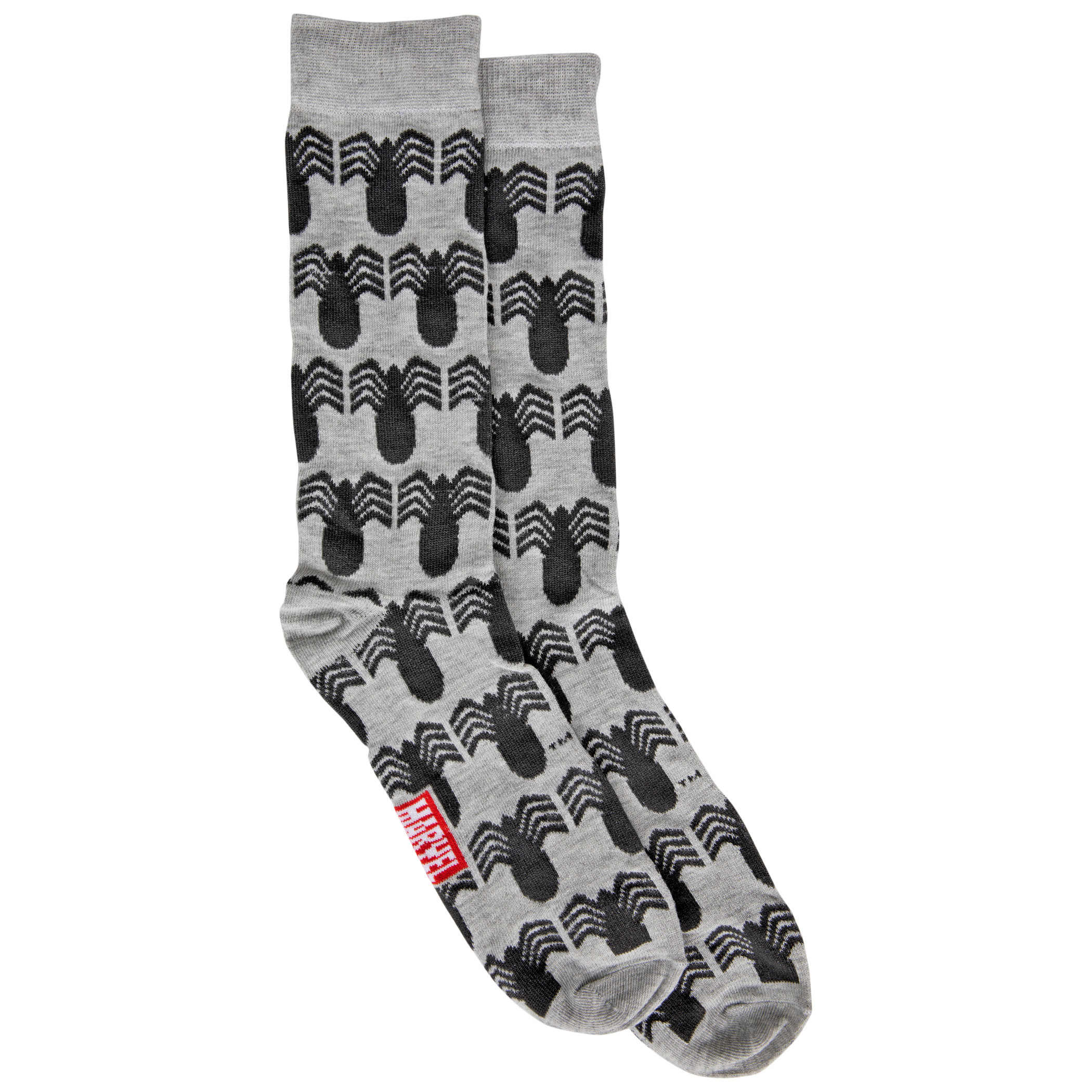 Spider-Man Classic Symbols in Grey Crew Socks, Multi-Color