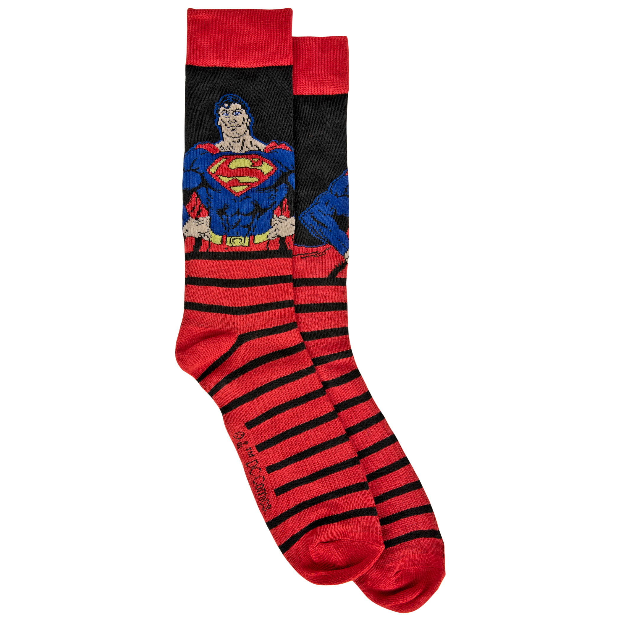Superman Action Pose and Stripes Crew Socks, Multi-Color