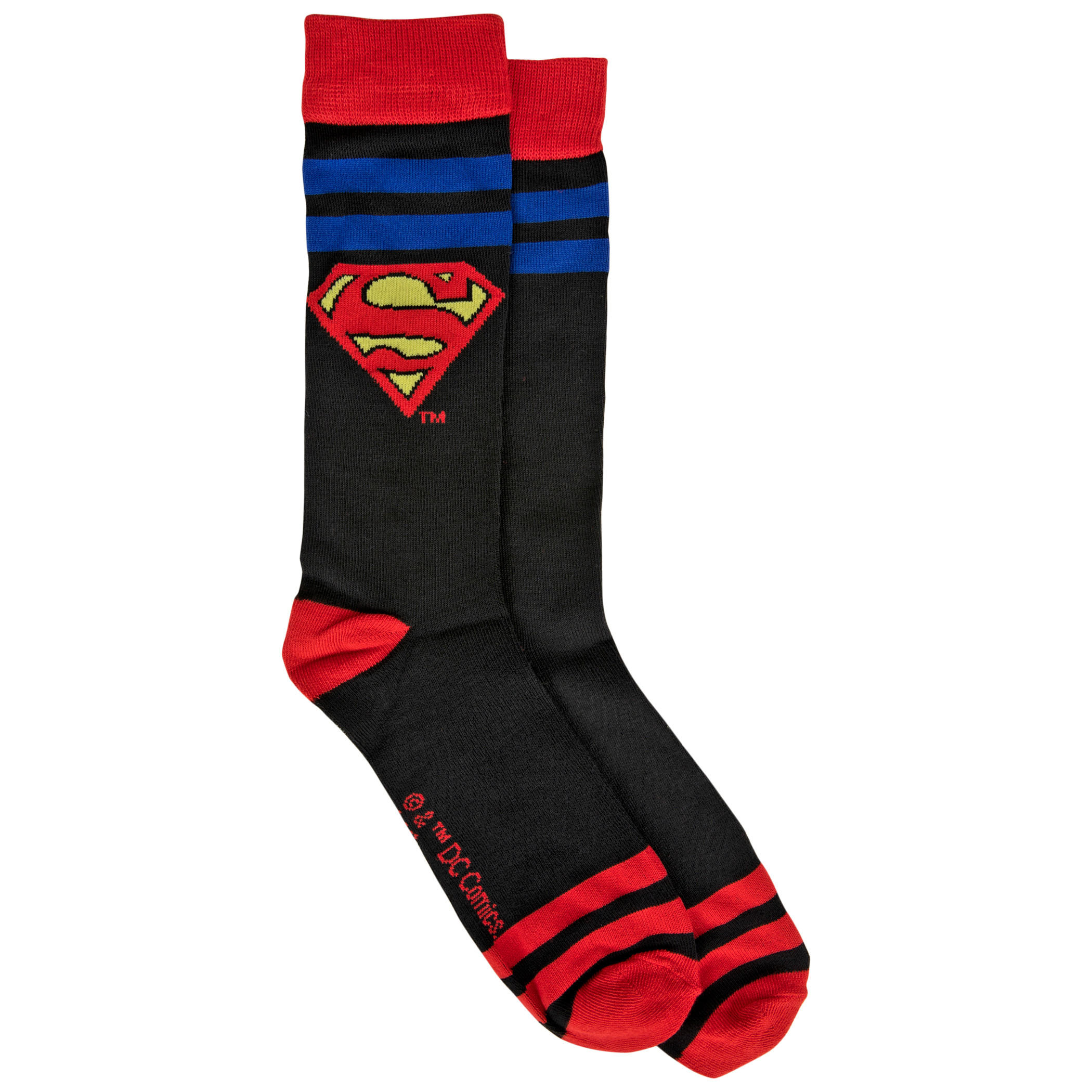 Superman Stripes and Symbols Crew Socks, Multi-Color