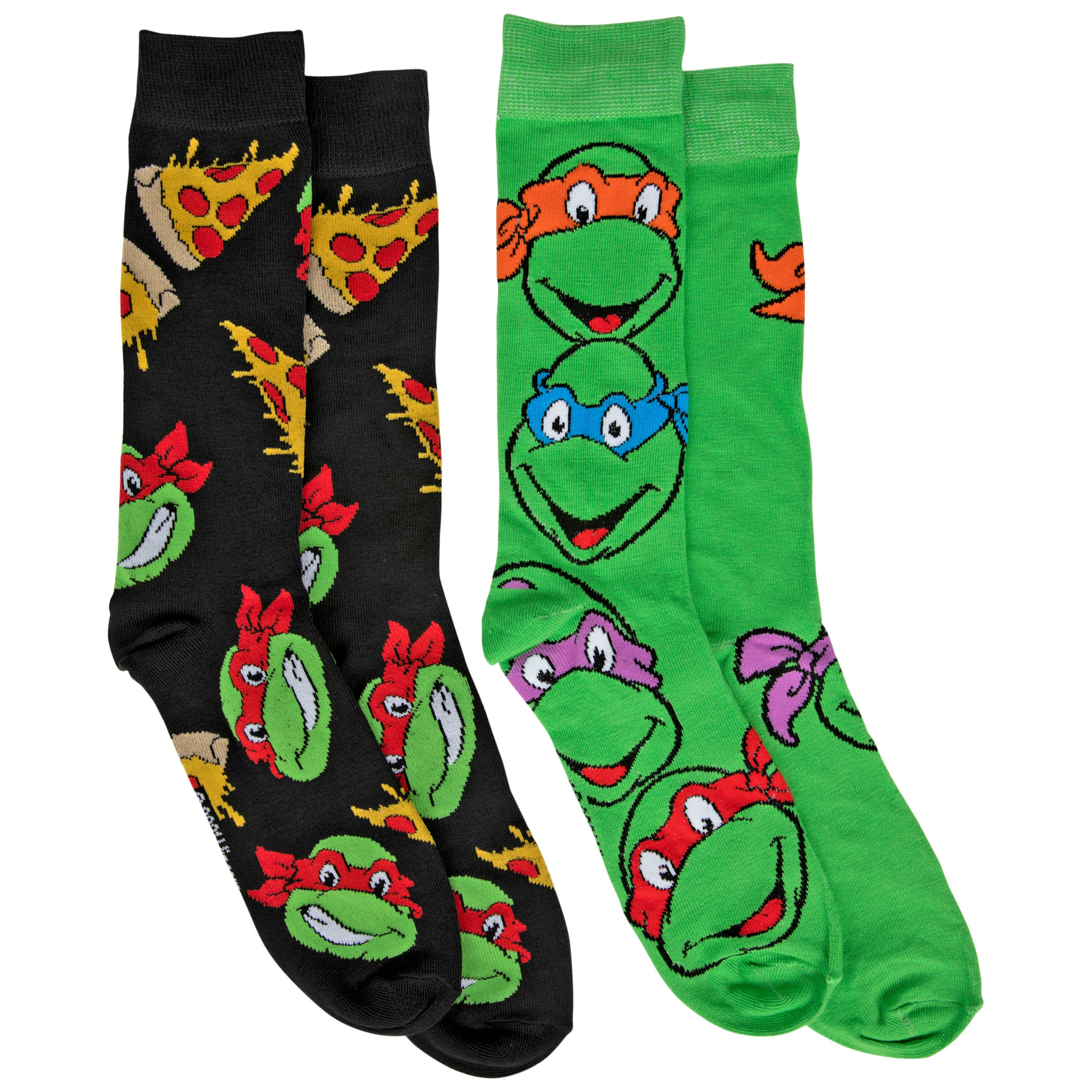 Teenage Mutant Ninja Turtles and Pizza 2-Pack Crew Socks, Multi-Color
