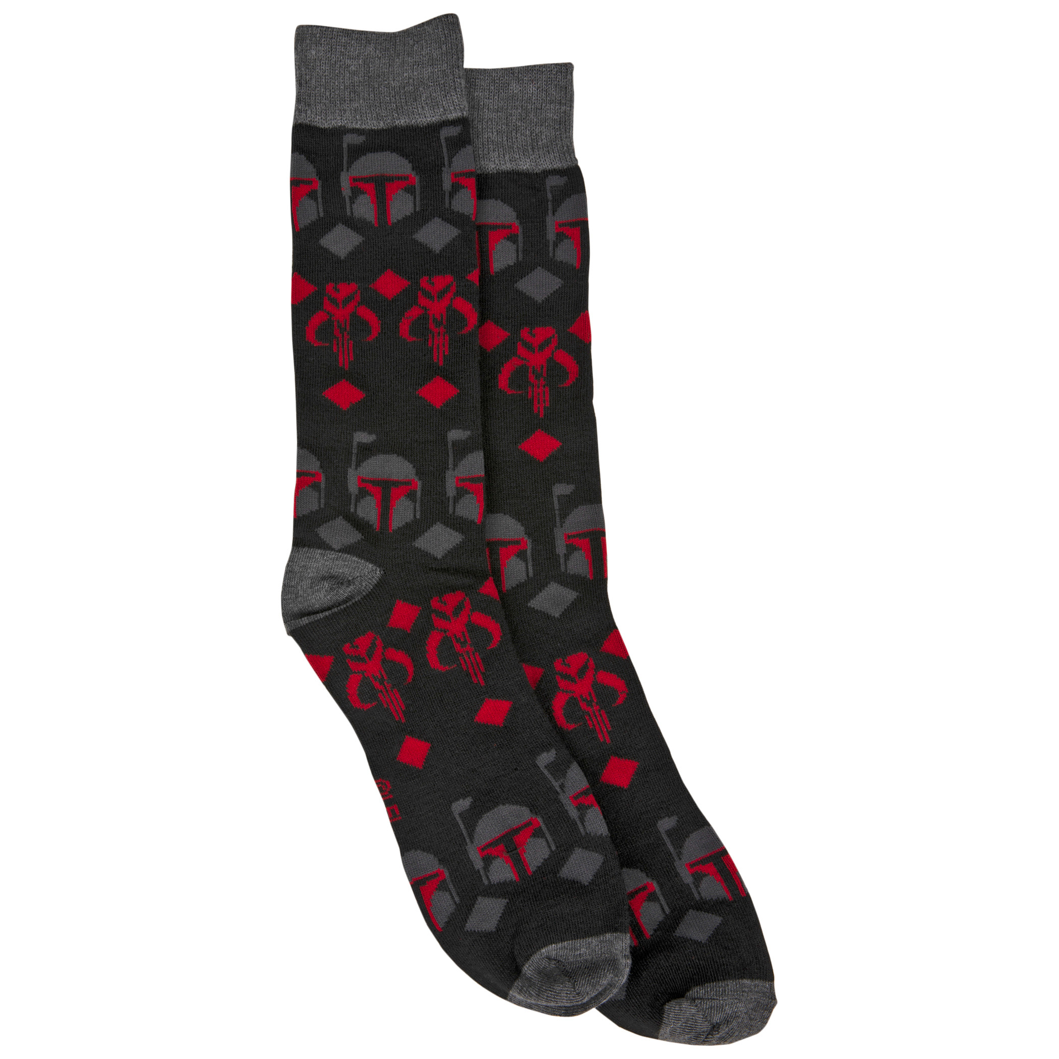 Star Wars Boba Fett Symbol and Mythosaur Crest Crew Socks, Multi-Color