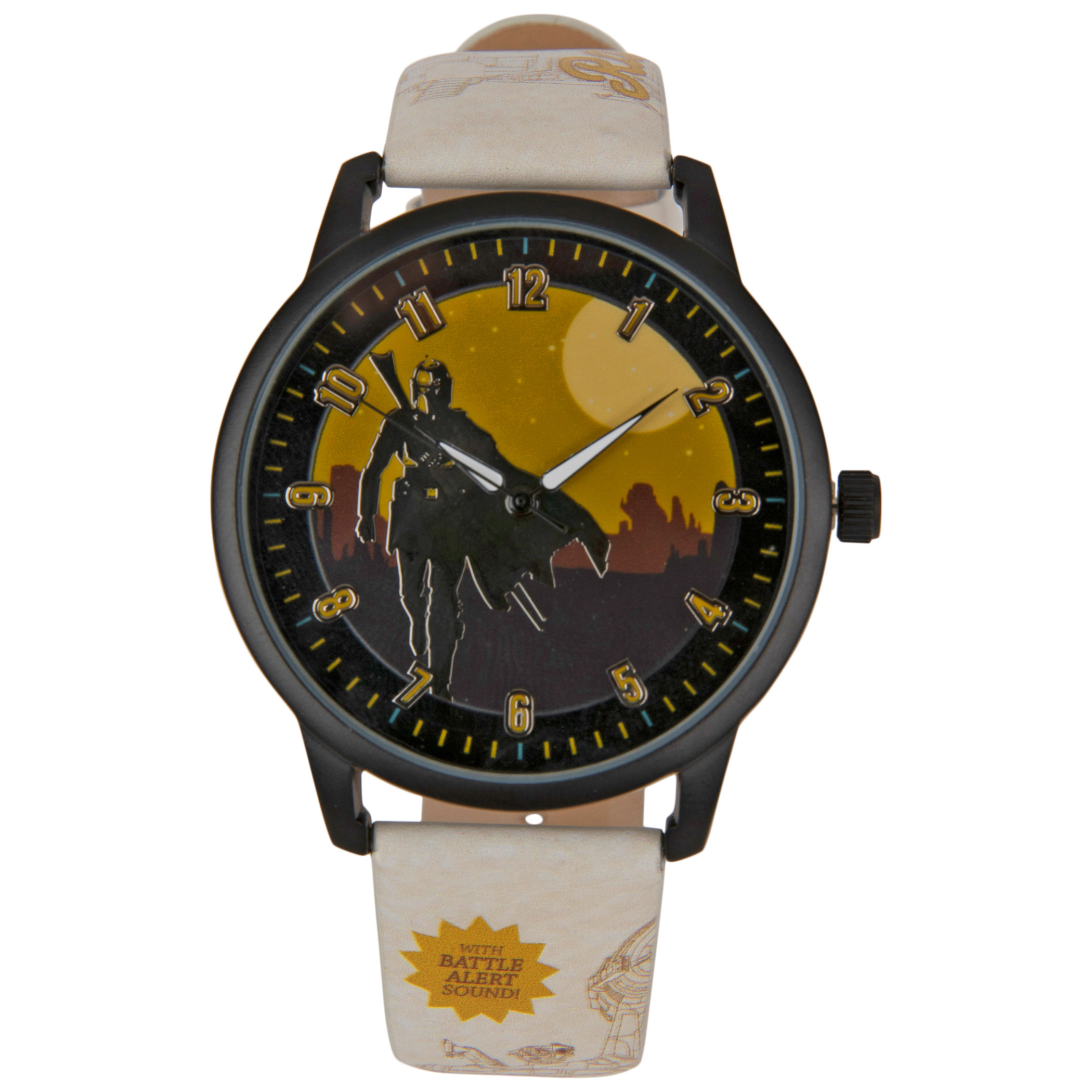 Star Wars The Mandalorian Din Djarin Watch Face with Razor Crest Band, Brown
