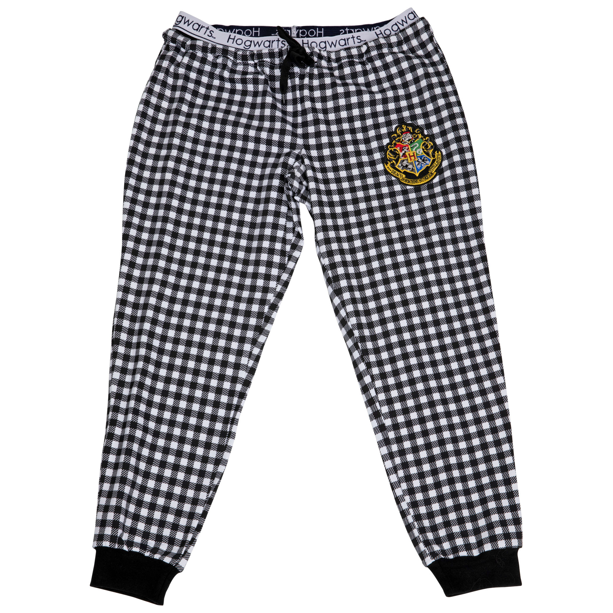 Harry Potter Hogwarts Crest Plaid Joggers, Grey