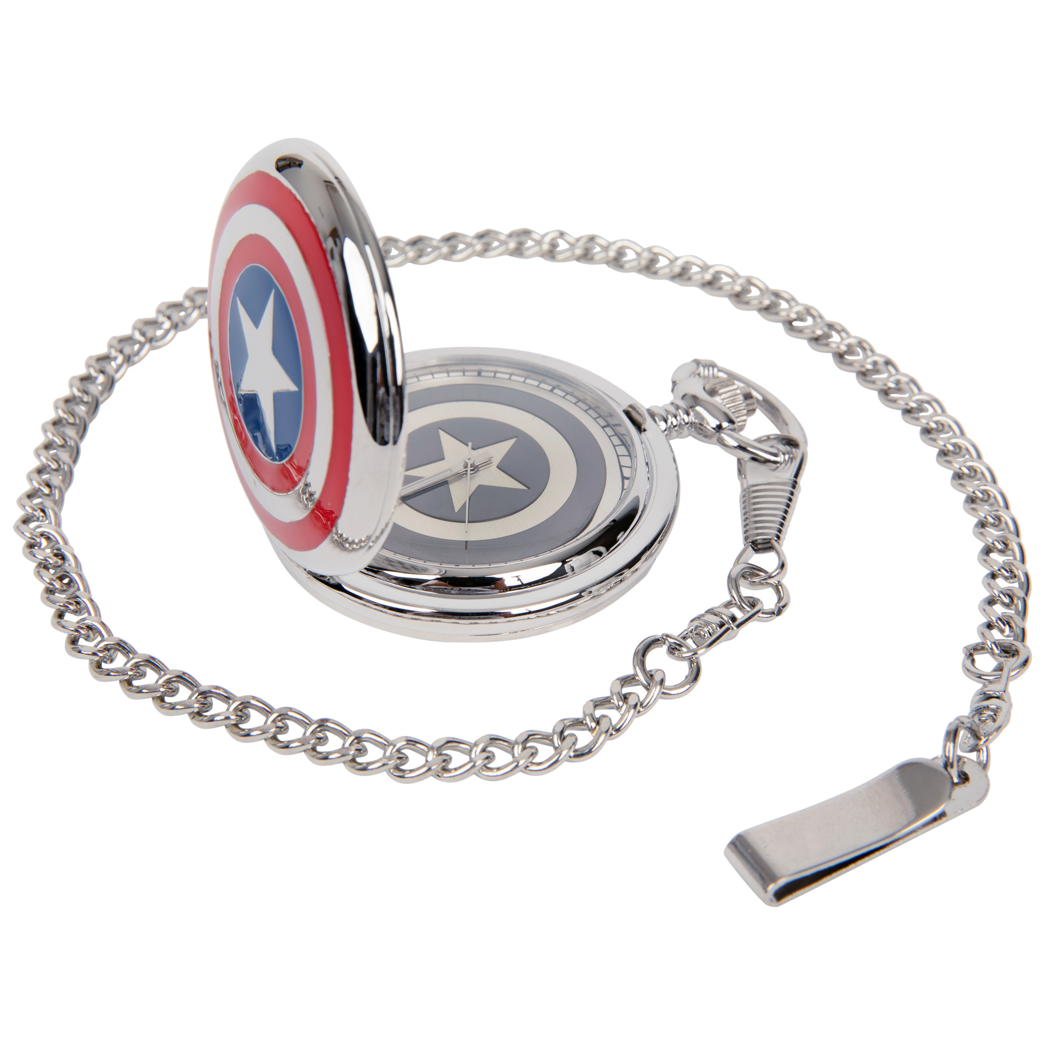 Avengers Captain America Shield & Logo Pocket Watch, Multi-Color