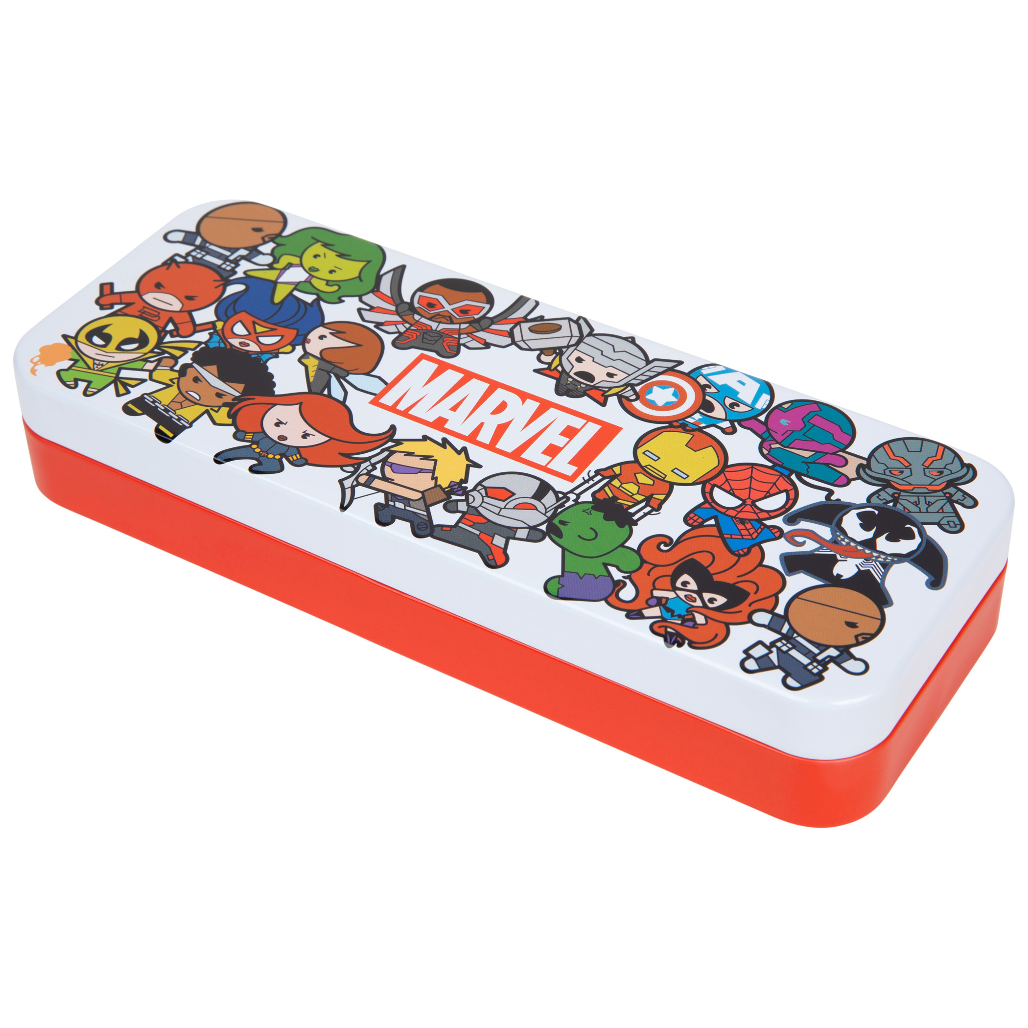 Marvel Comics Chibi Heroes and Villains White Pencil Box, White