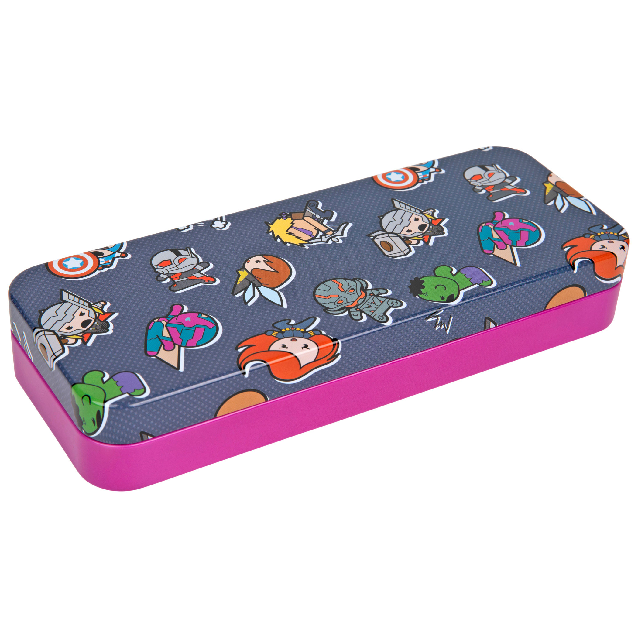 Marvel Comics Chibi Heroes and Villains Blue Pencil Box, Blue
