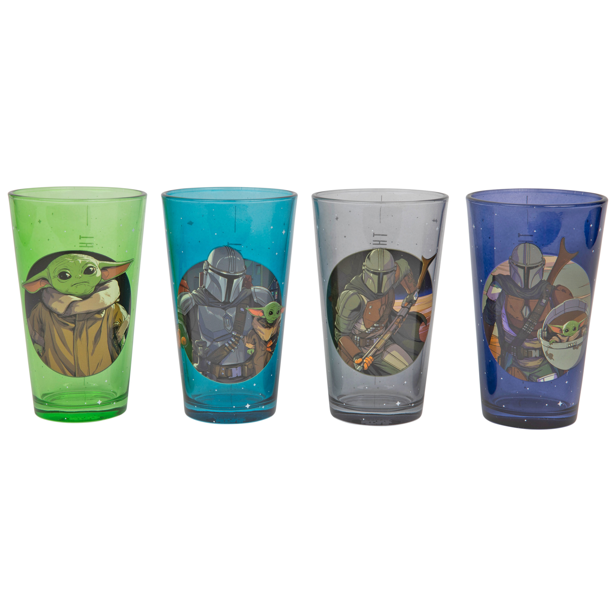 Star Wars The Mandalorian and The Child Grogu 4pc 16oz Pint Glass Set, Multi-Color