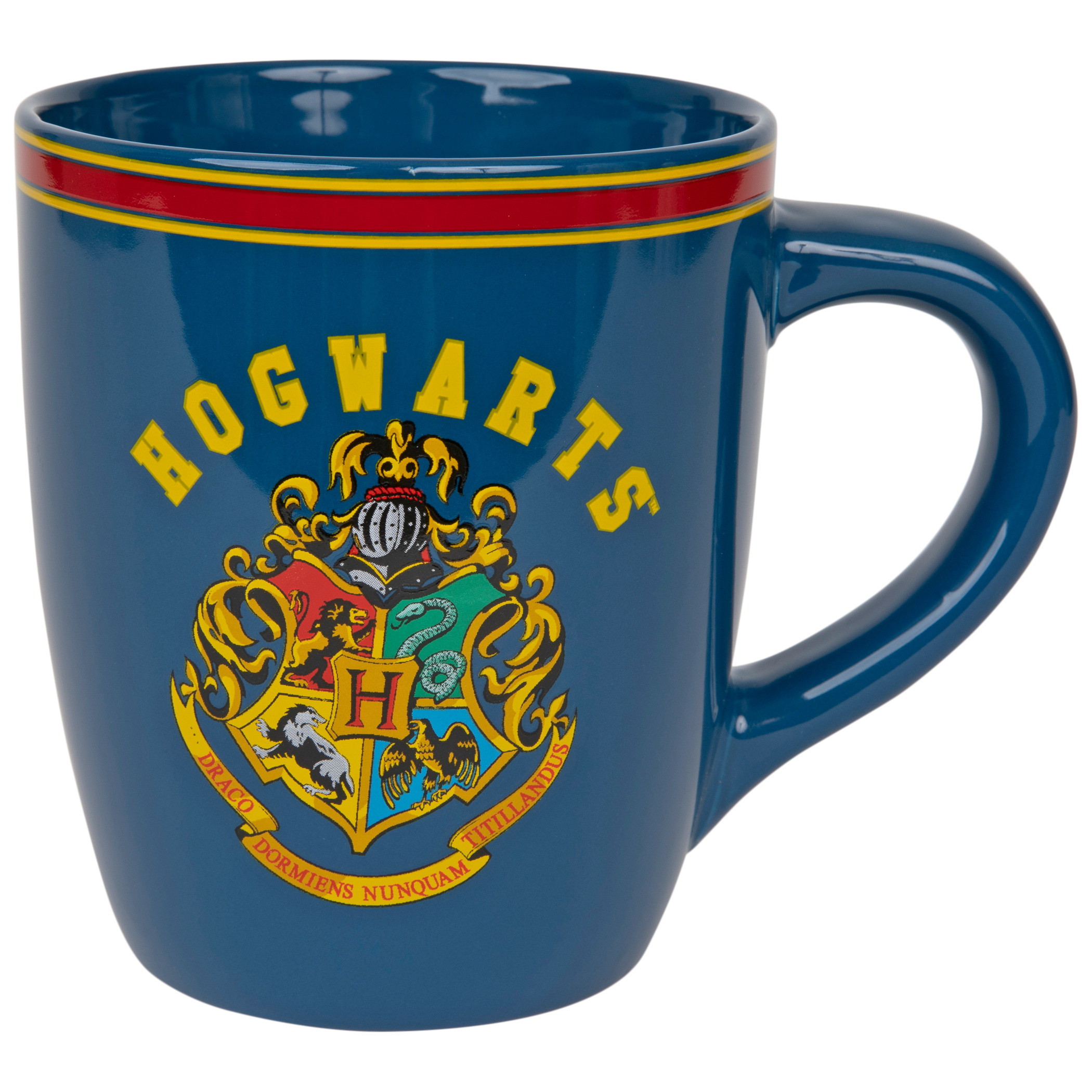 Harry Potter Hogwarts Crest And Stripes 25oz Ceramic Mug, Blue