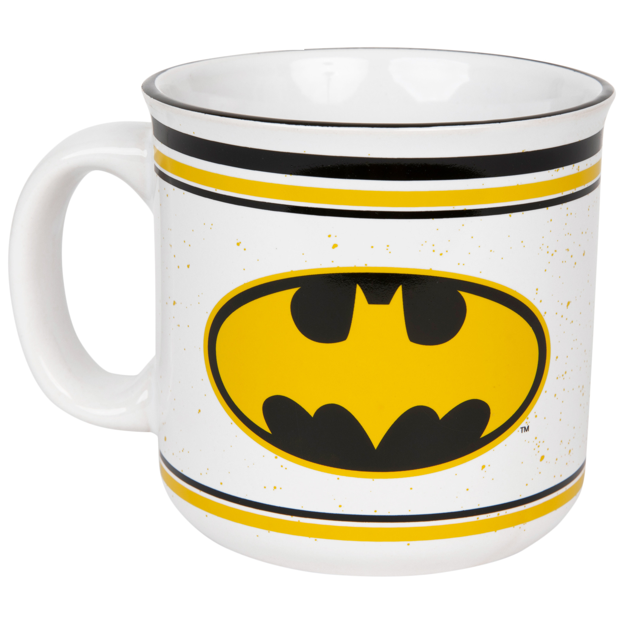 Batman Logo And Stripes 20 Ounce Camper Mug, White